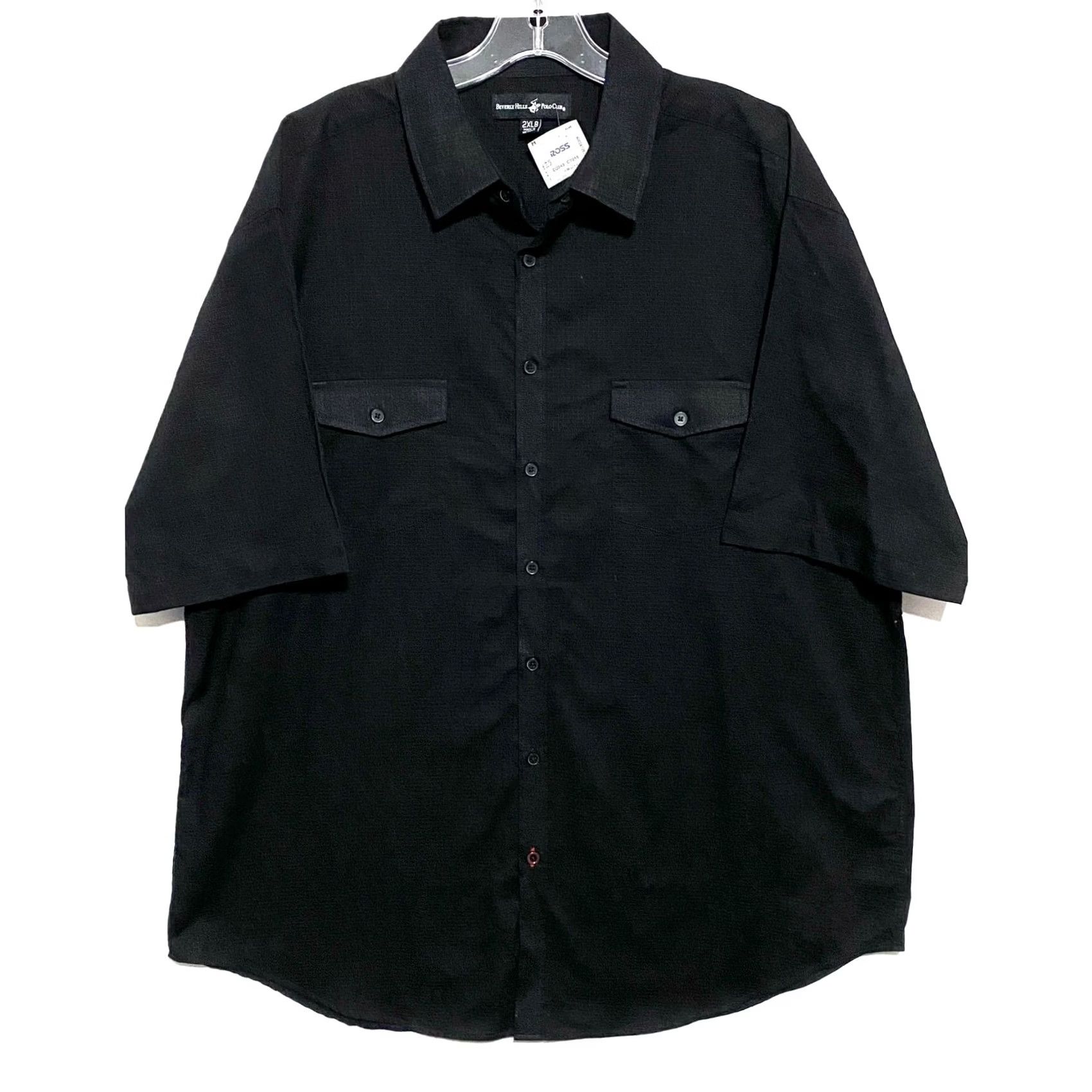 Beverly Hills Polo Club Beverly Hills Polo Club Black Utility Button Shirt Mens 2XL Big & Tall Short Sleeve Collared Crew NWT Size US XXL / EU 58 / 5 - 2 Thumbnail