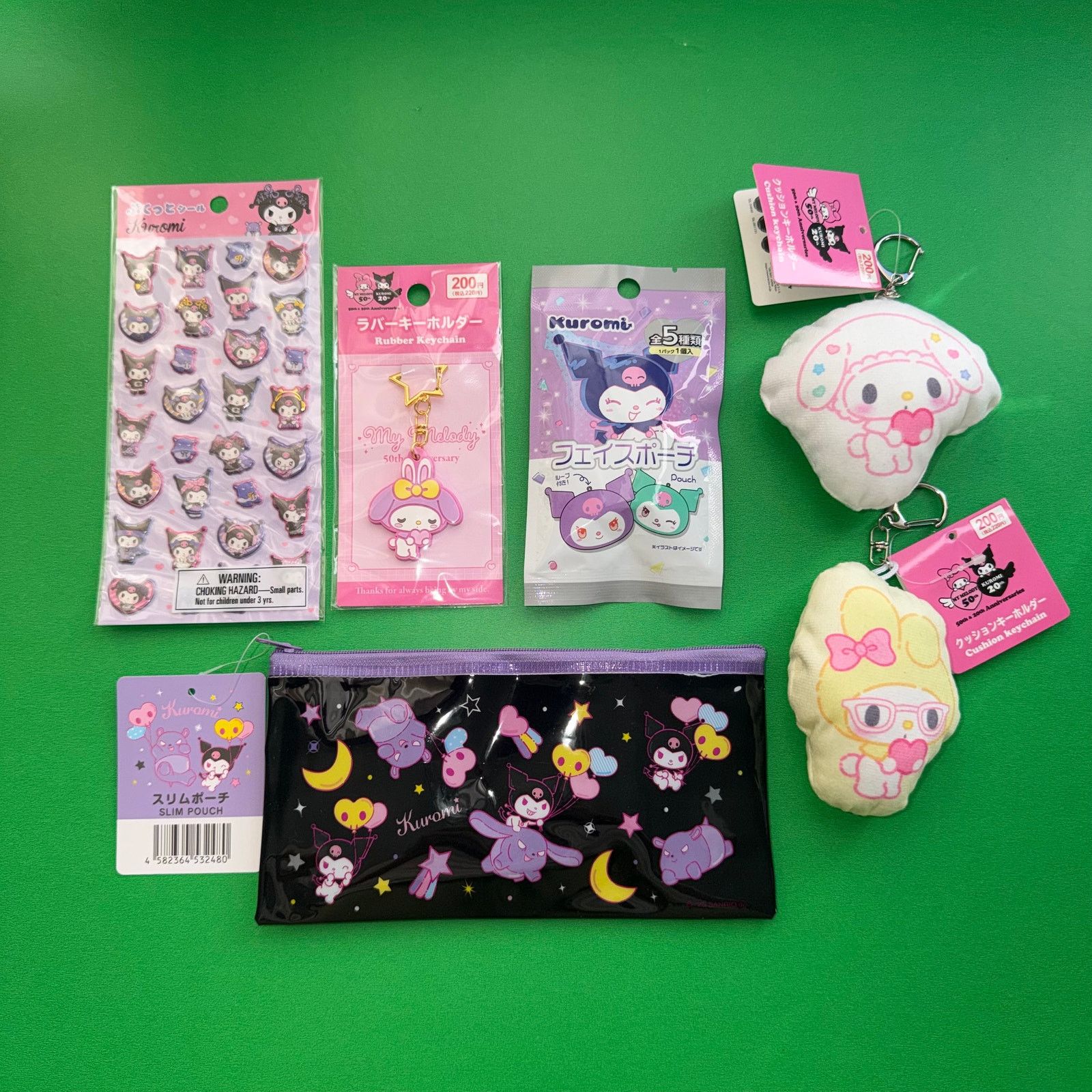 Japanese Brand Kuromi My Melody Sanrio Set Plush Keychain Stickers Blind Size ONE SIZE - 1 Thumbnail