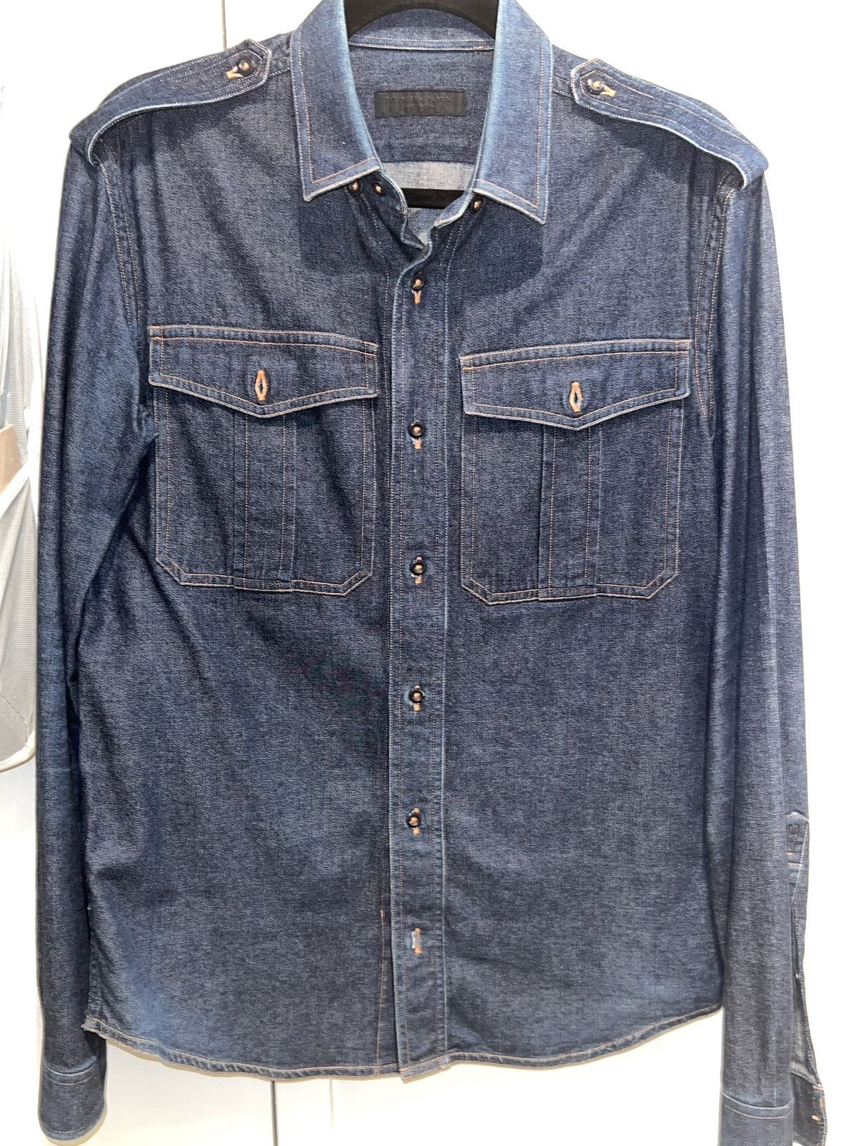 Burberry Prorsum Cotton Denim Shirt w/ - Technical View