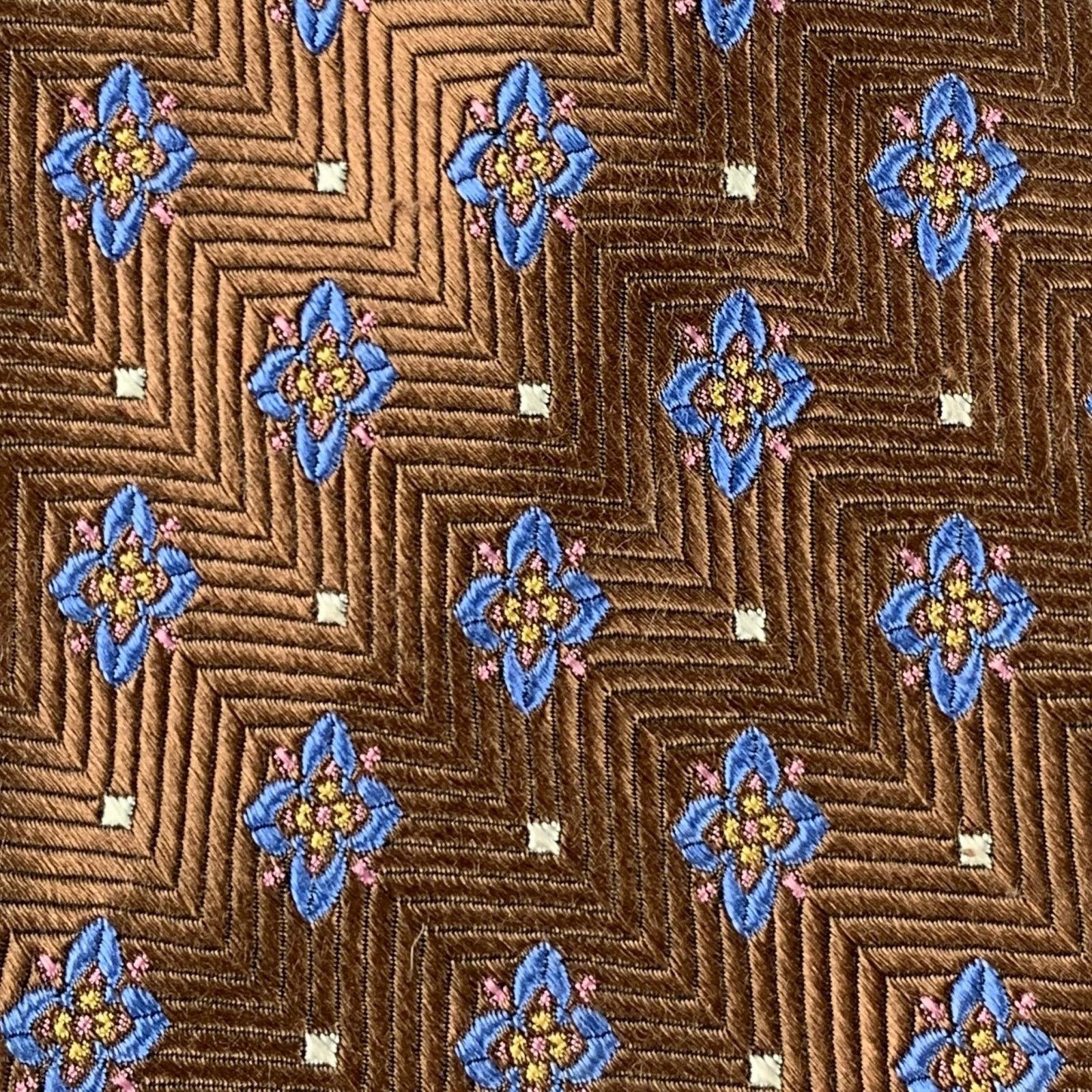 Robert Talbott ROBERT TALBOTT Brown Blue Jacquard Silk Tie Size ONE SIZE - 3 Thumbnail