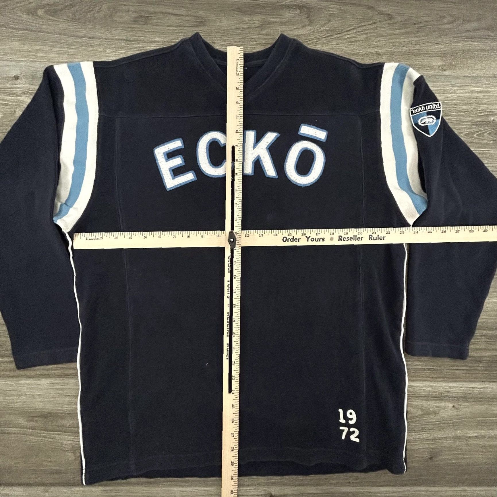 Ecko Unltd. VINTAGE Ecko Unltd Sweatshirt Mens XL Navy V-Neck Jersey Rhino Y2K Graphic Print Pullover Size US XL / EU 56 / 4 - 6 Thumbnail