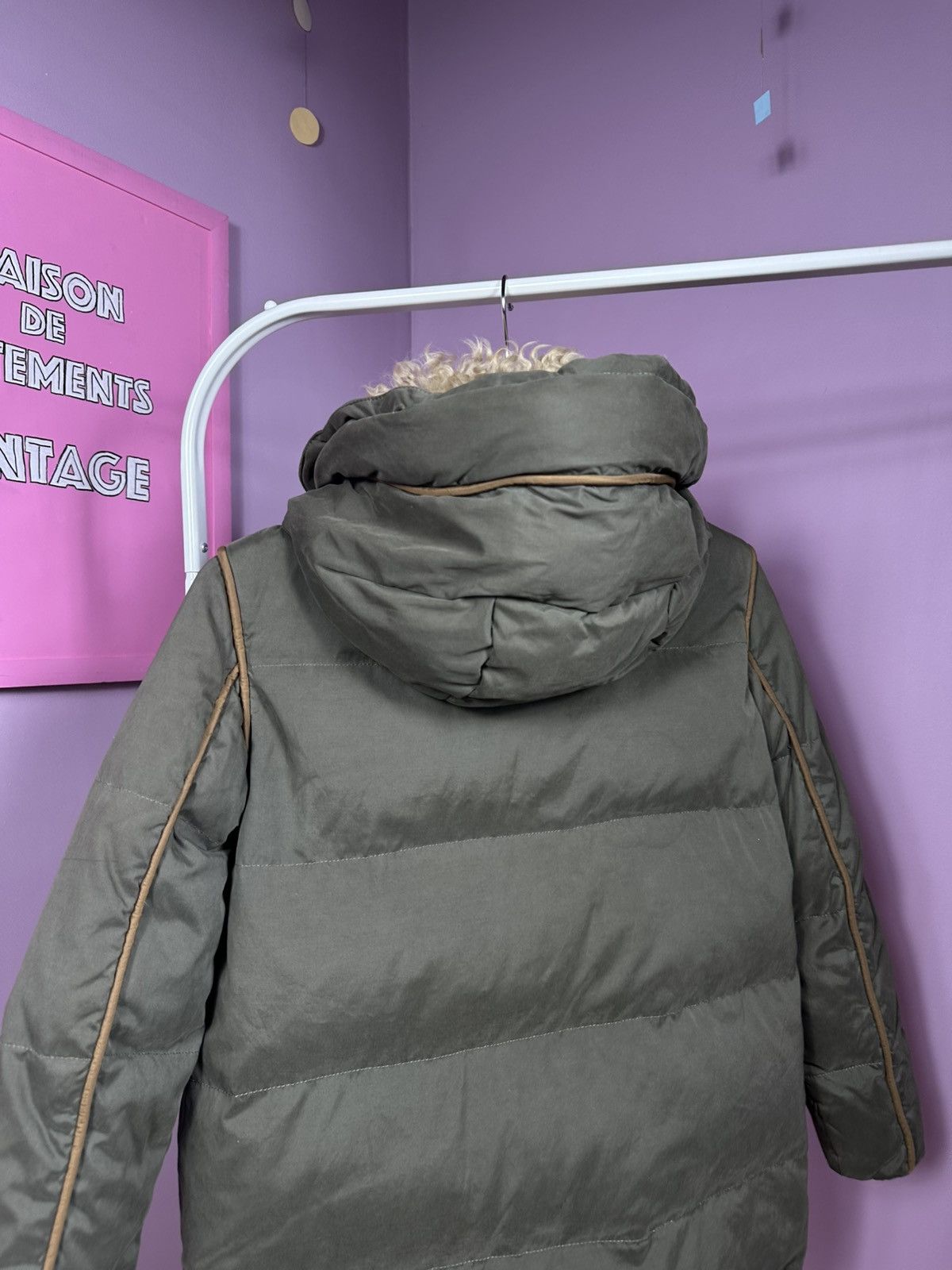 The Kooples The Kooples Down Jacket Puffer Parka Shearling Fur Khaki Size S / US 4 / IT 40 - 20 Thumbnail