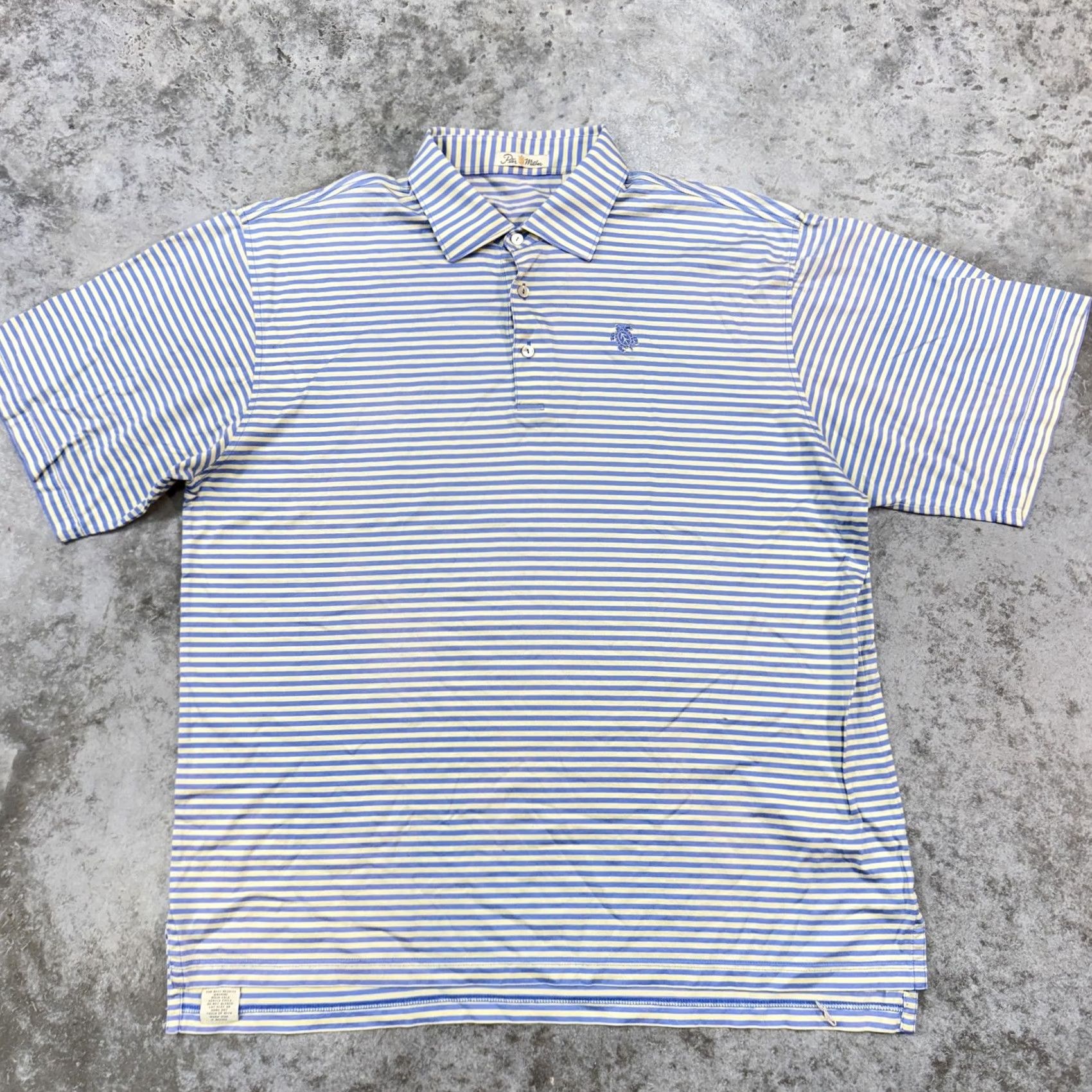Peter Millar Peter Millar Polo Shirt Mens XL Striped Double Mercerized Golf blue yellow Polo Shirt Mens XL Striped Blue Yellow Size US XL / EU 56 / 4 - 2 Thumbnail