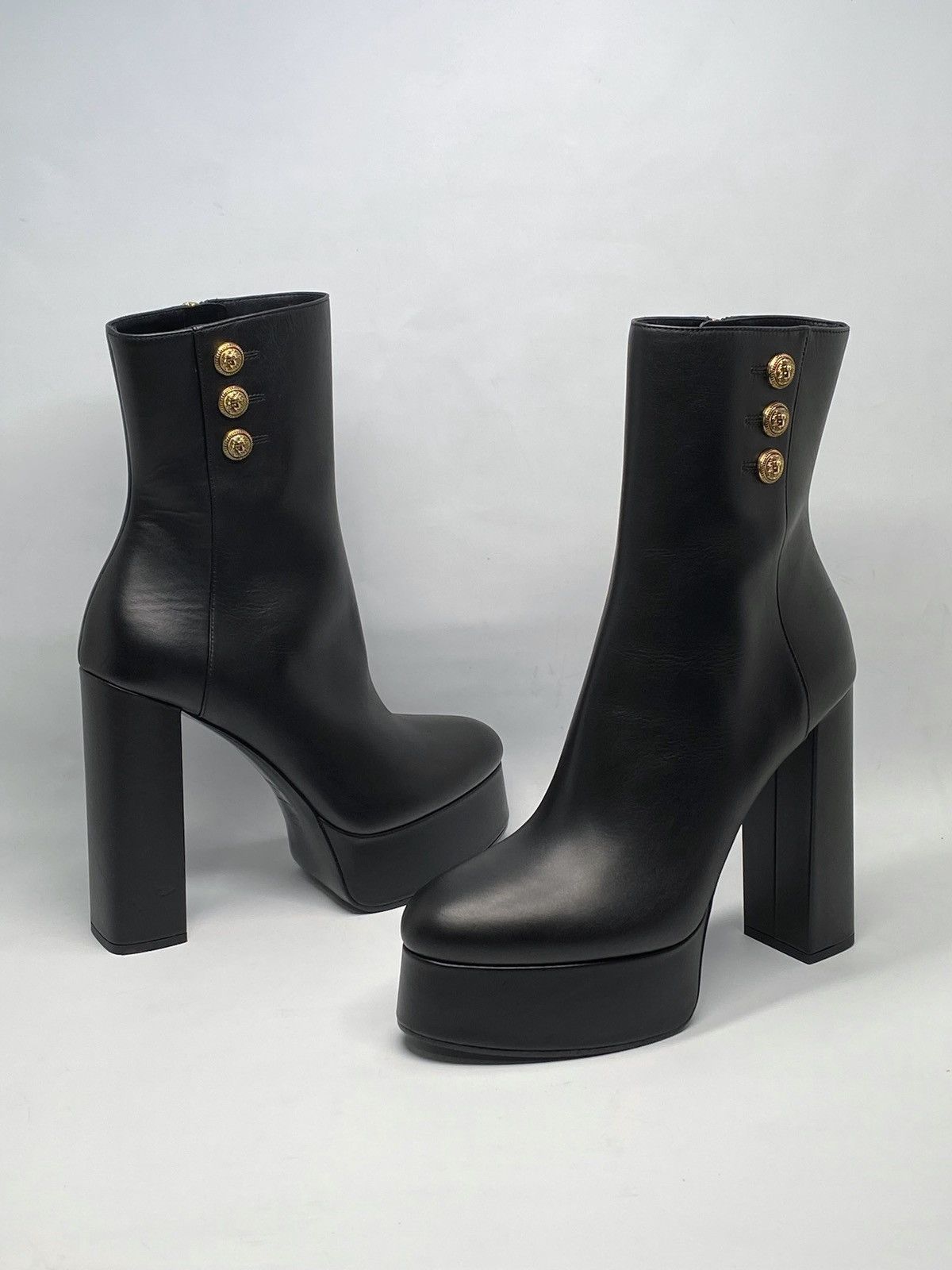 Balmain Balmain Brune Leather Platform Ankle Boots size 39.5 Size US 9.5 / IT 39.5 - 1 Thumbnail
