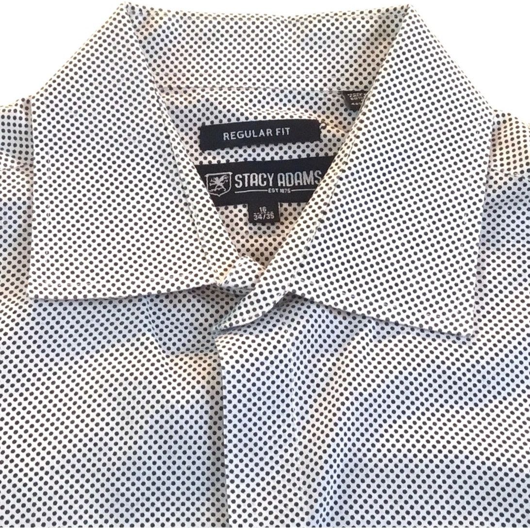 Stacy Adams Stacy Adams Dress Shirt Reg Fit 16 34/35 White Gray Mini-Dot Size US M / EU 48-50 / 2 - 2 Thumbnail