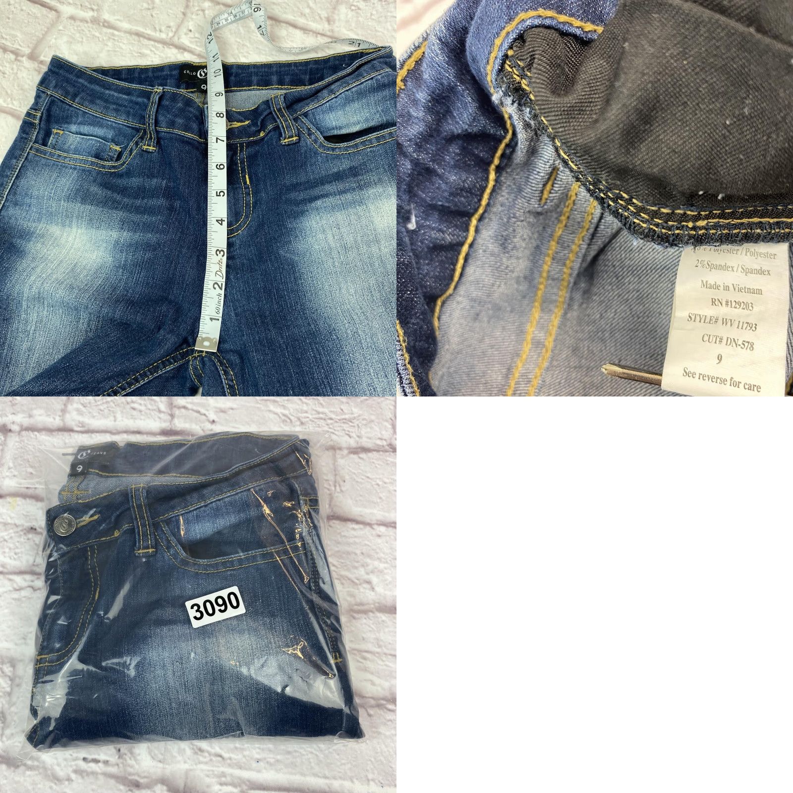 Denime Cello Jeans Womens 9 Blue Medium Wash Straight Leg Stretch Denim Classic Pants Size 30" / US 8 / IT 44 - 8 Thumbnail