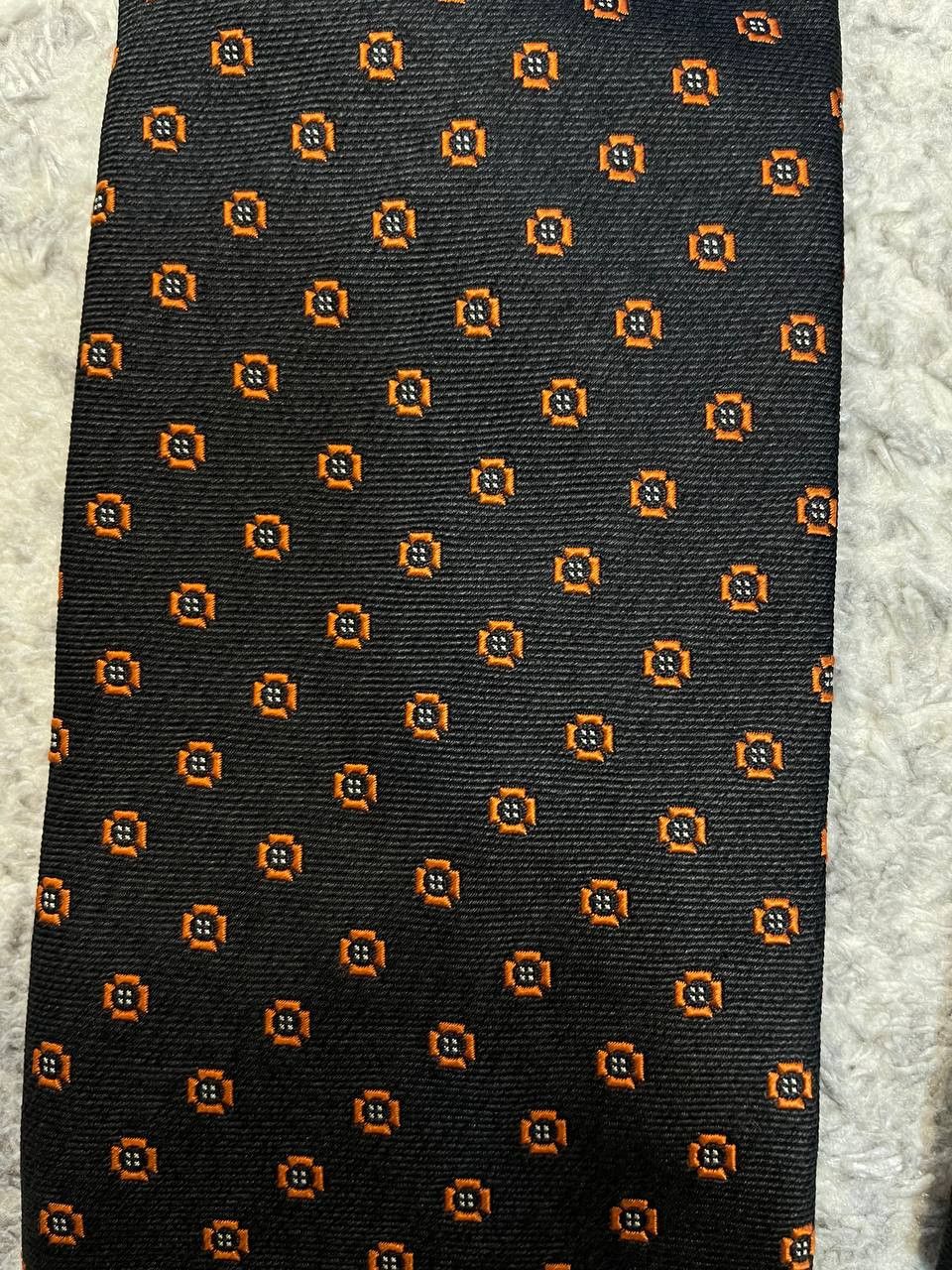 Other Vintage Bernie’s 100% Silk Necktie Black Orange Classic Mens Size ONE SIZE - 3 Thumbnail