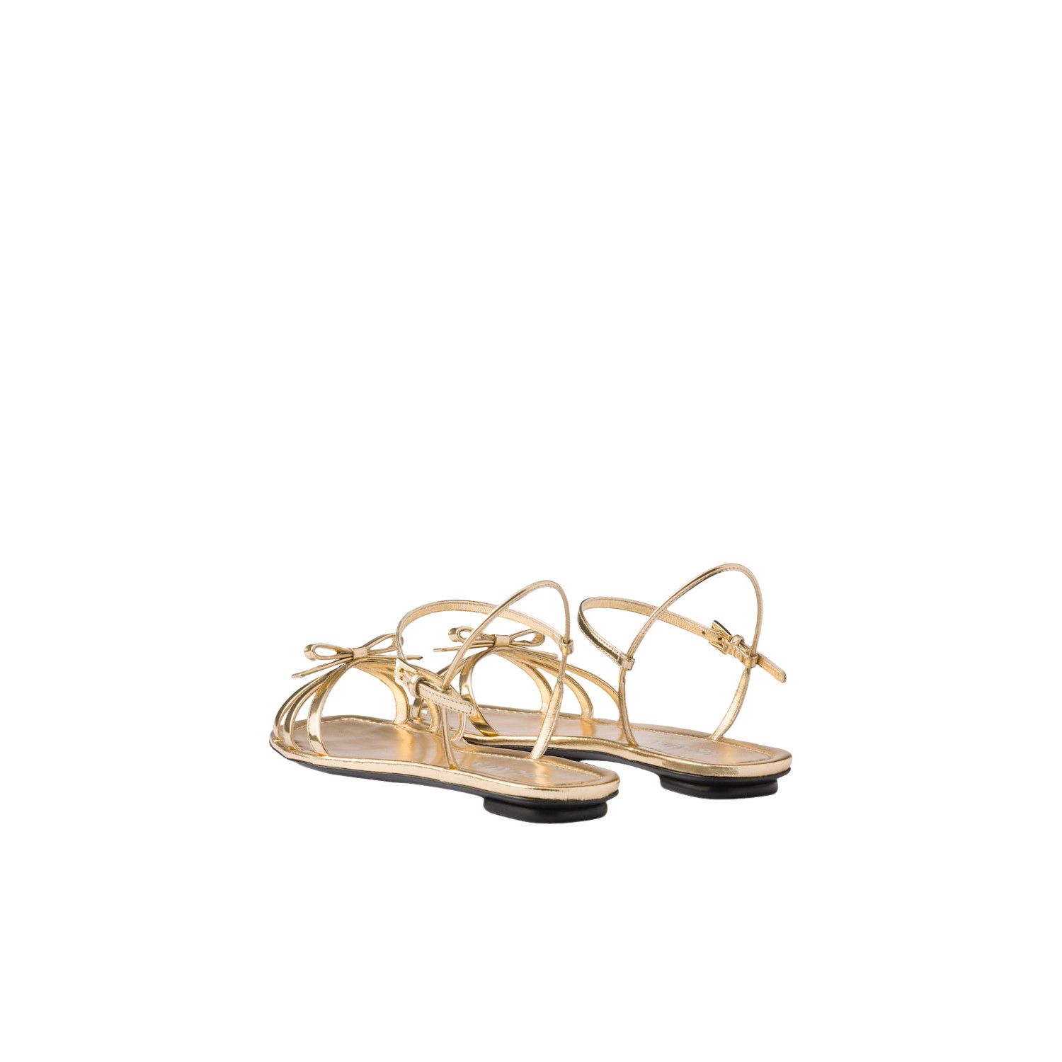 Prada PRADA $1100 Platinum Flat metallic leather sandals New & Aut Size US 7.5 / IT 37.5 - 4 Thumbnail