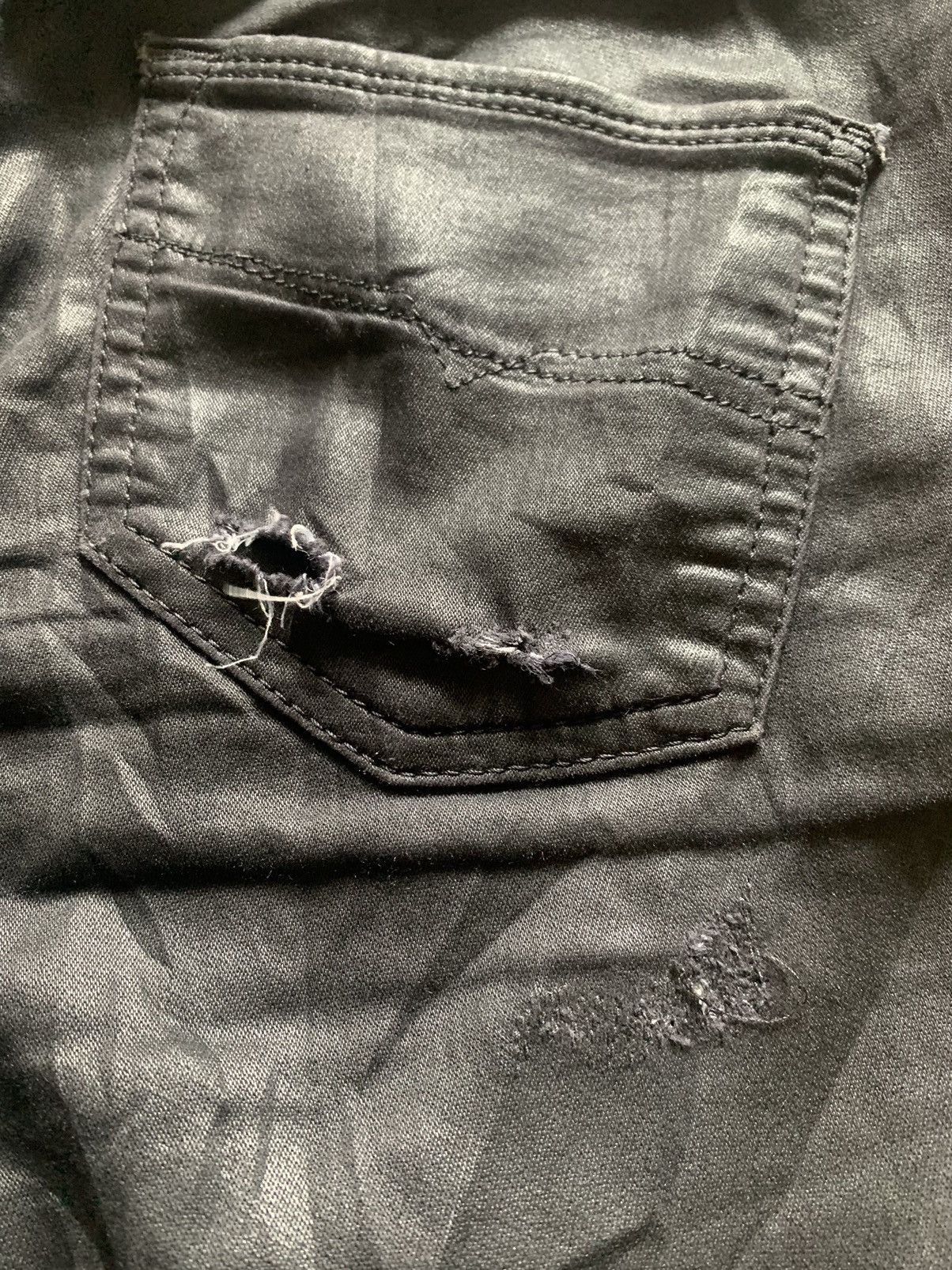 Diesel Black Gold DISTRESSED WAX DENIM COWHIDE LEATHER SLIM FIT Size US 30 / EU 46 - 16 Thumbnail