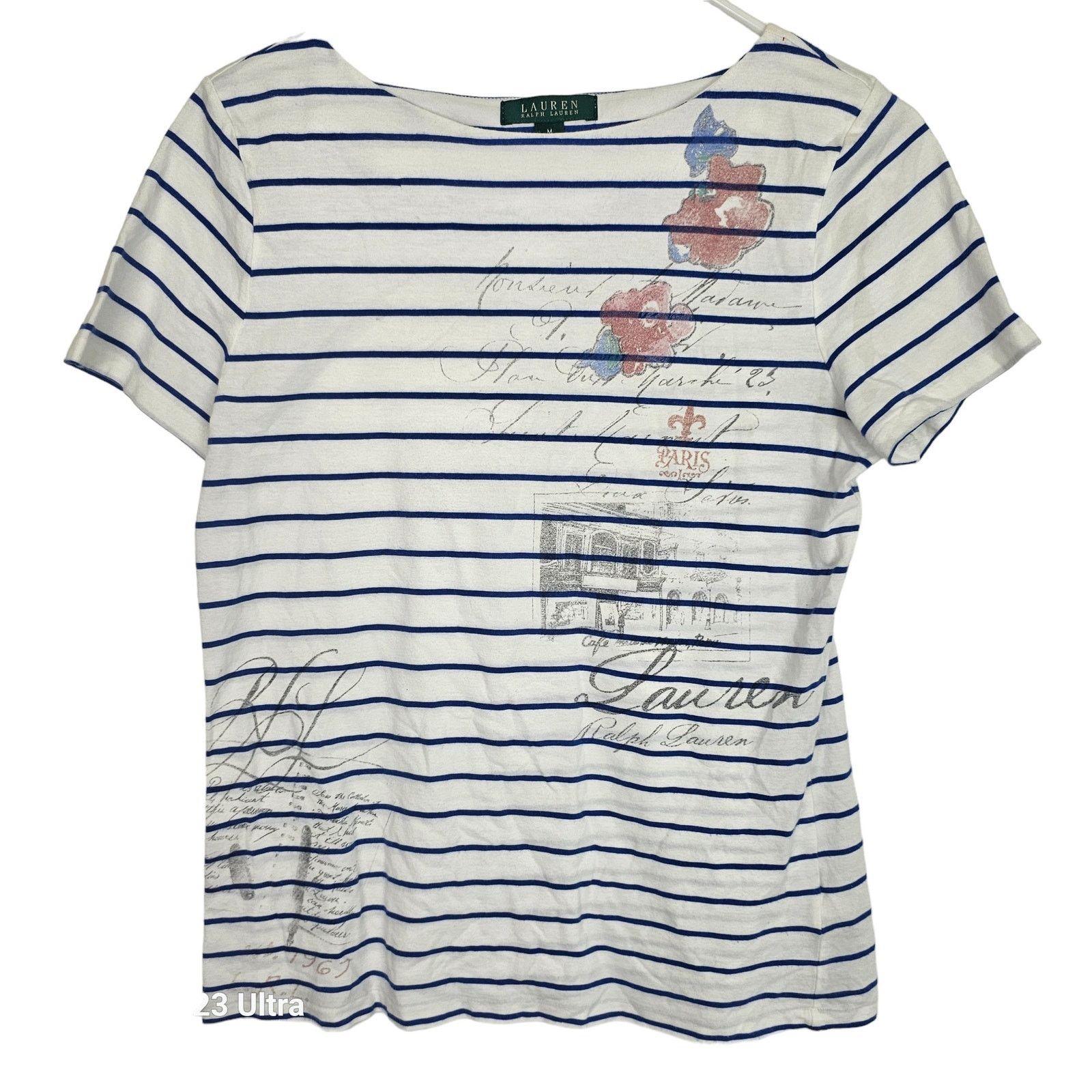 Lauren Ralph Lauren Lauren Ralph Lauren Womens Striped Graphic Top Sz M Nautical Size M / US 6-8 / IT 42-44 - 1 Thumbnail
