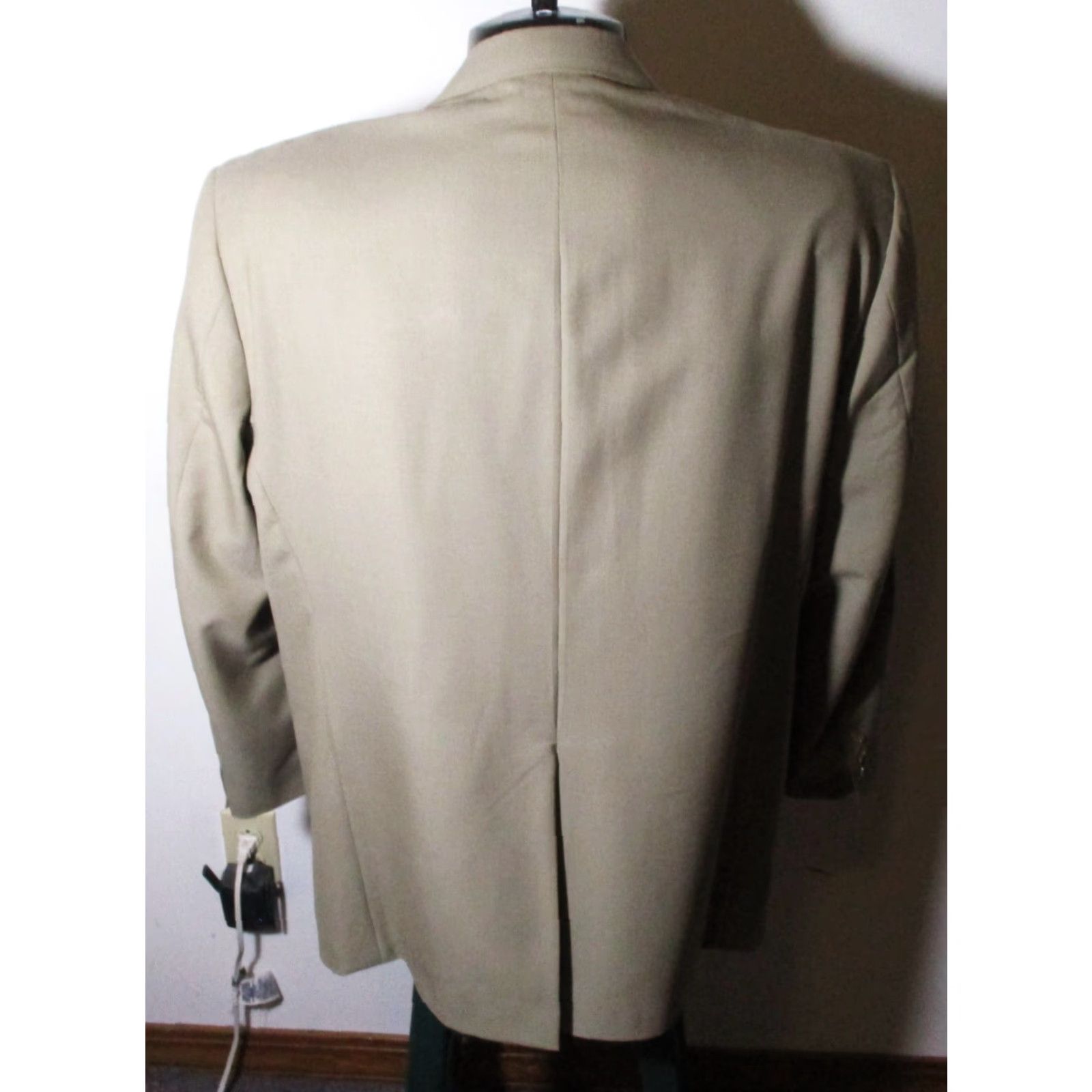 Evan Picone VINTAGE Evan Picone Tan Wool 2 Piece Suit Men's 44 Long 38X32 Brown Solid 2pc Size 44R - 6 Thumbnail