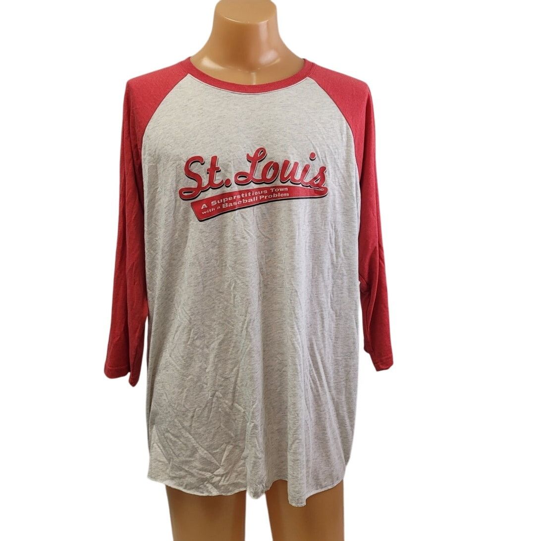 Next Level Apparel New Mens XXL St Louis Baseball 3/4 Sleeve Tee Shirt Size US XXL / EU 58 / 5 - 1 Thumbnail