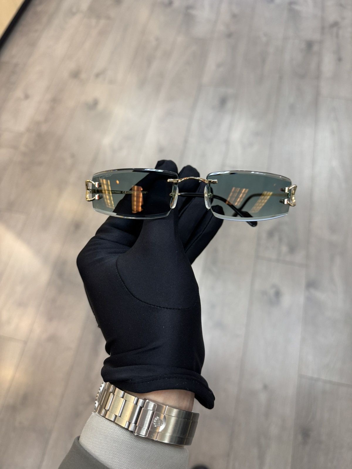 Cartier Cartier Big C Decor Gold Sunglasses Diamond Cut Lenses Size ONE SIZE - 3 Thumbnail