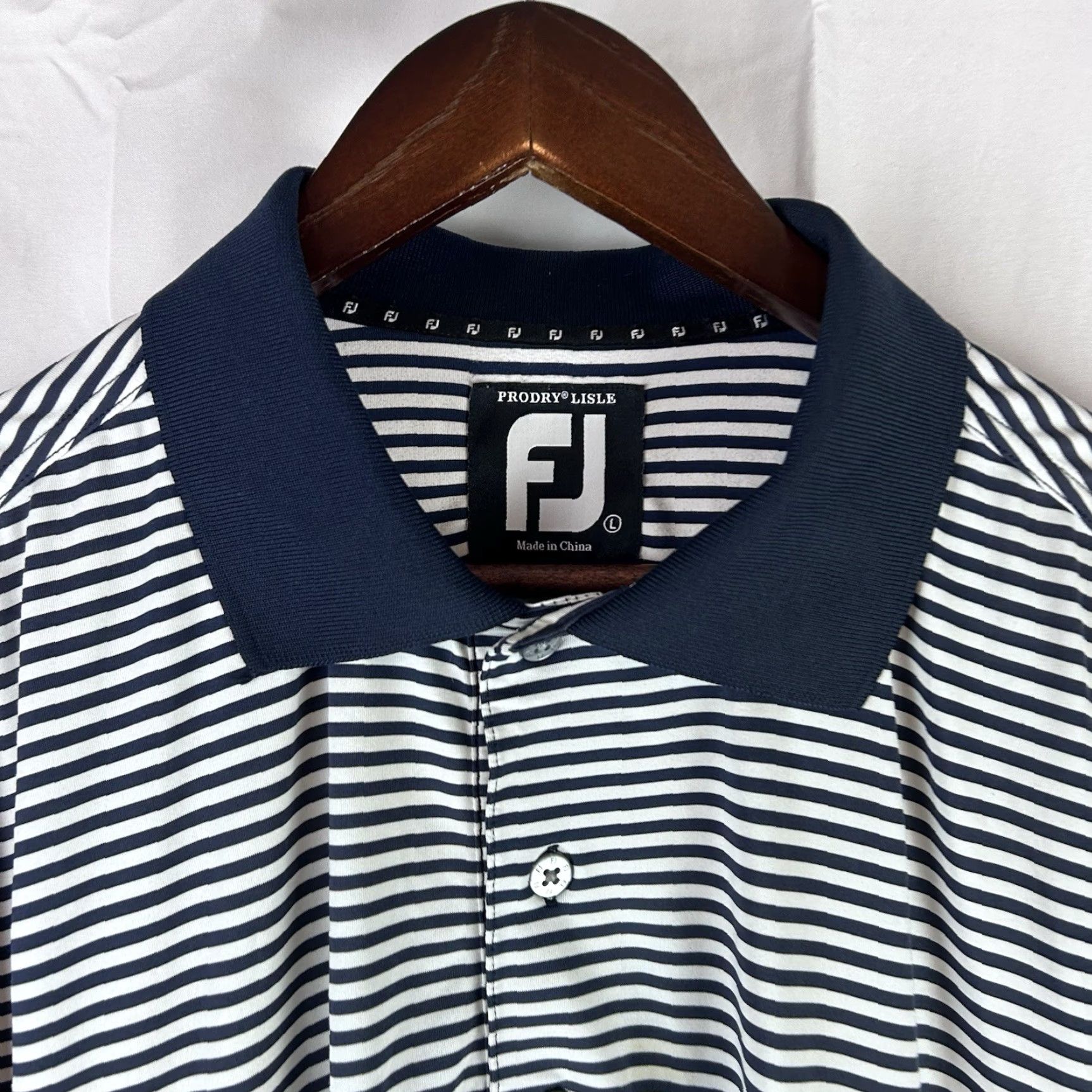 Footjoy Footjoy Polo Shirt Large Blue White ProDry Performance Lisle Golf Stain Size US L / EU 52-54 / 3 - 3 Thumbnail