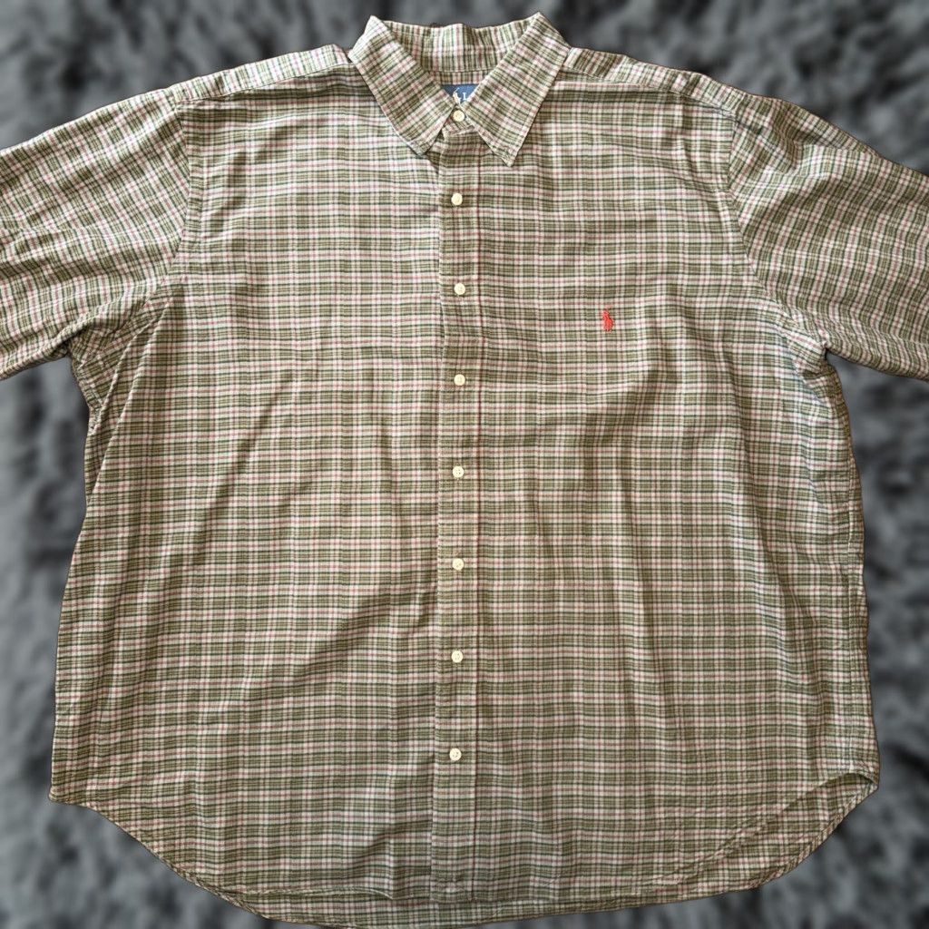 Polo Ralph Lauren Polo Ralph Lauren Shirt Plaid Oxford Classic Fit Green Red 2XB Big Mens Button-Down All Seasons Size US XXL / EU 58 / 5 - 1 Thumbnail