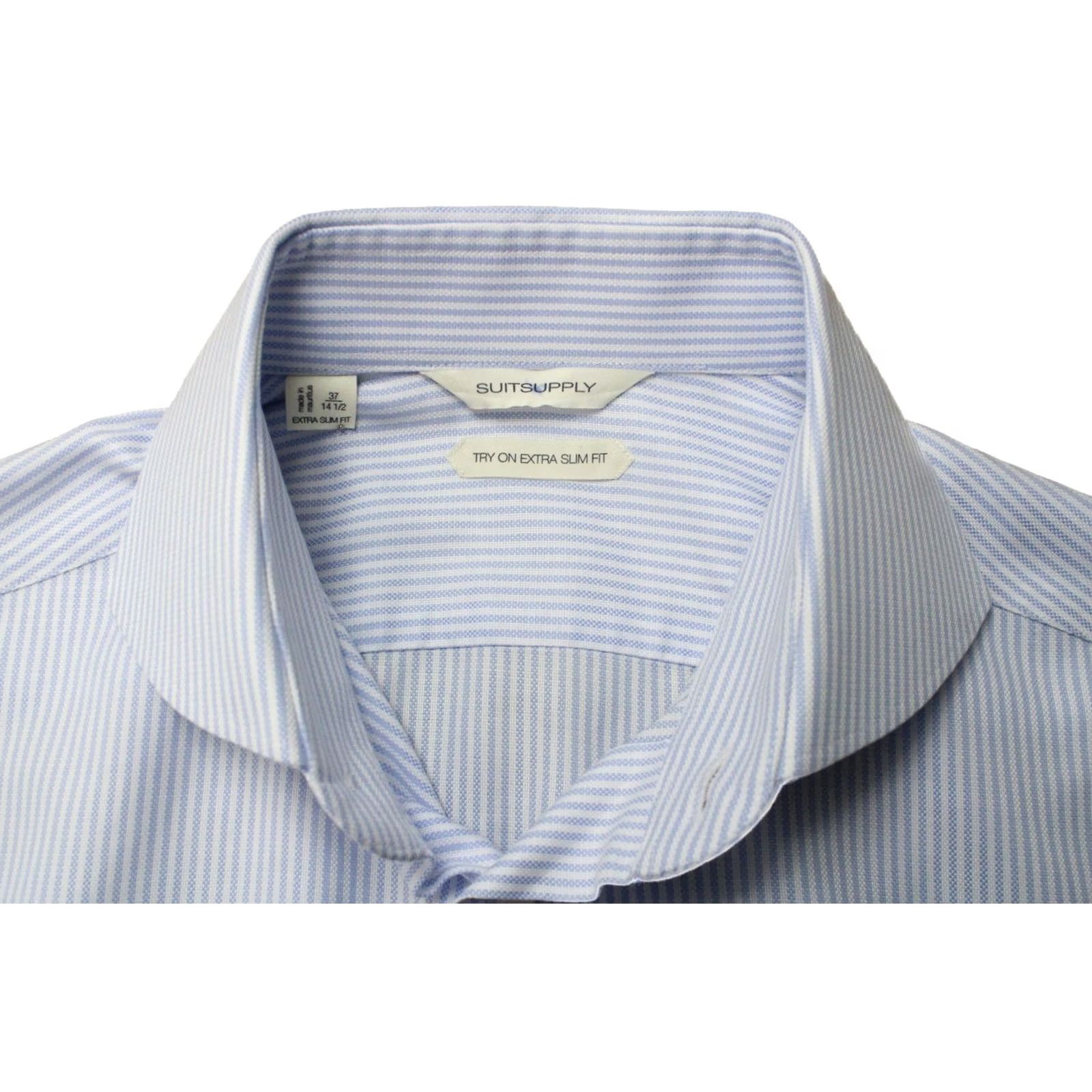 Suitsupply Suitsupply Dress Shirt Men 37 / 14 1/2 Pinstriped Extra Slim Fit Button Up Blue Shirt Men Size 36R - 4 Thumbnail