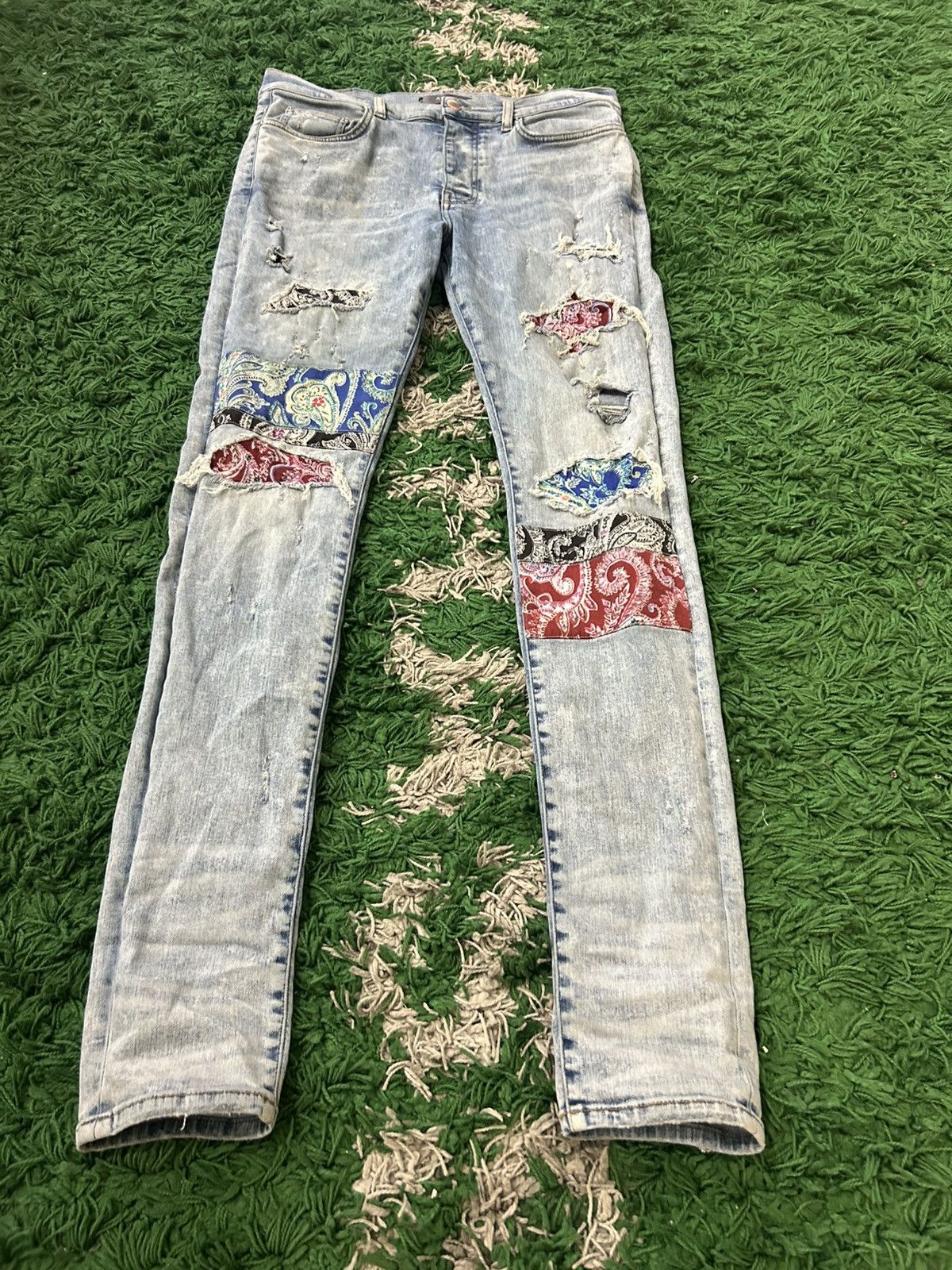 Amiri Amiri Multi Color Bandana Patch Jeans Size US 34 / EU 50 - 1 Thumbnail