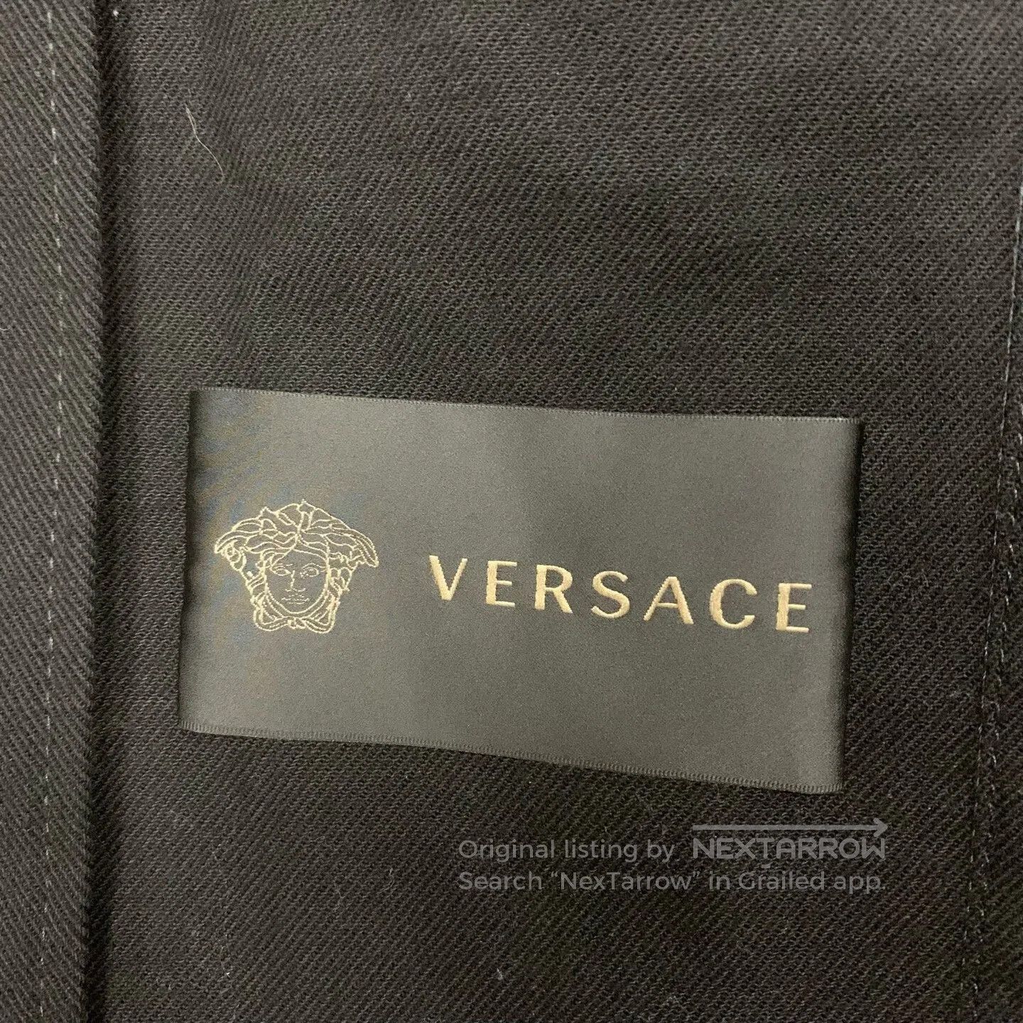 Versace black short denim jacket with logo. Size US M / EU 48-50 / 2 - 4 Thumbnail