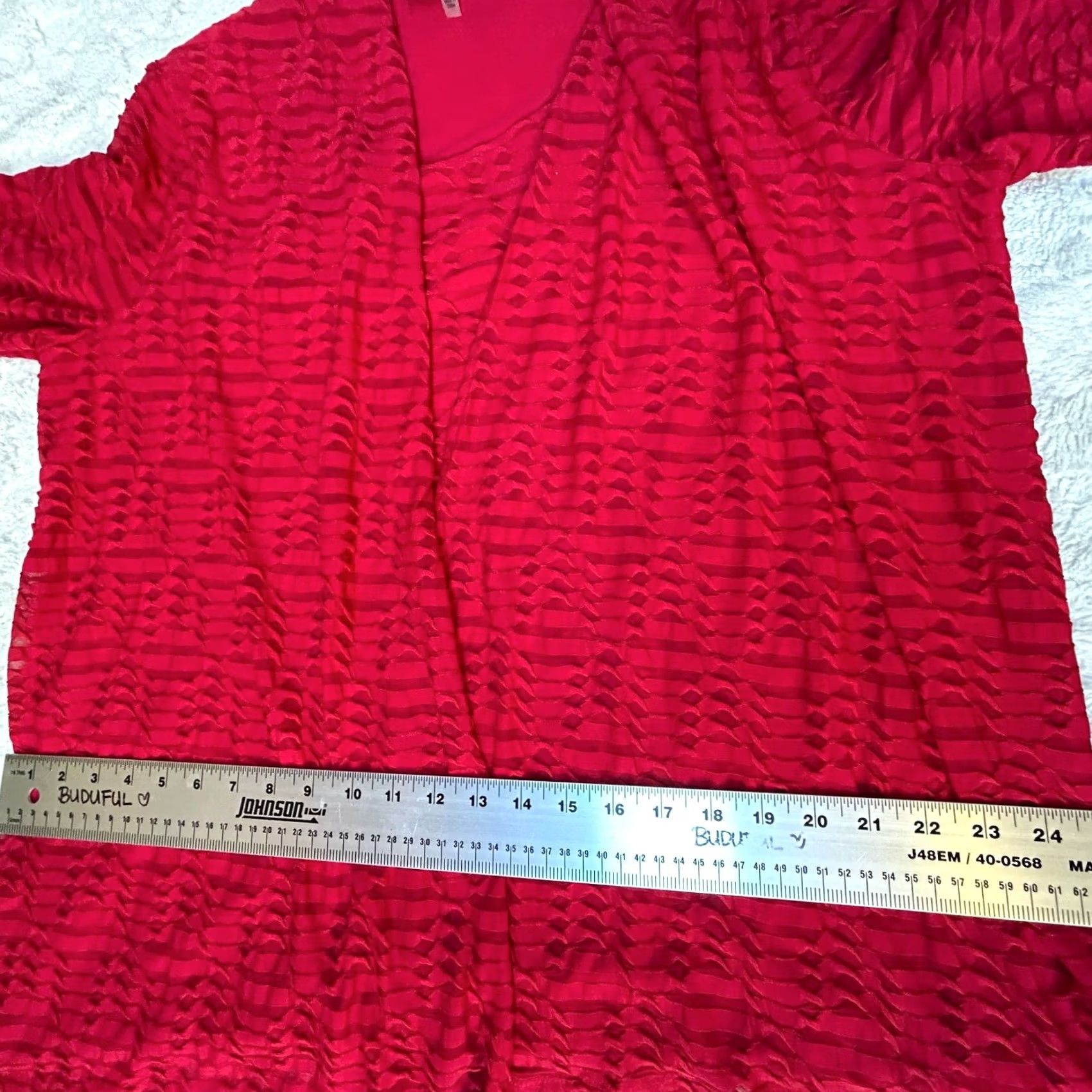 Evan Picone Black Label by Evan-Picone Women's Blouse Textured Ruffle Long Sleeve Pink XL Size XL / US 12-14 / IT 48-50 - 5 Thumbnail