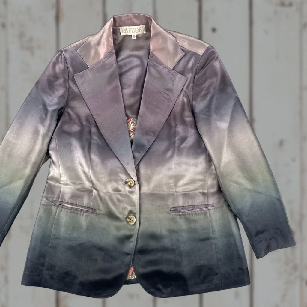 Vintage VINTAGE La Fuori Women’s Blazer Shirt Purple Ombré Silk NWT Small S XS Ladies Womens Size S / US 4 / IT 40 - 1 Thumbnail