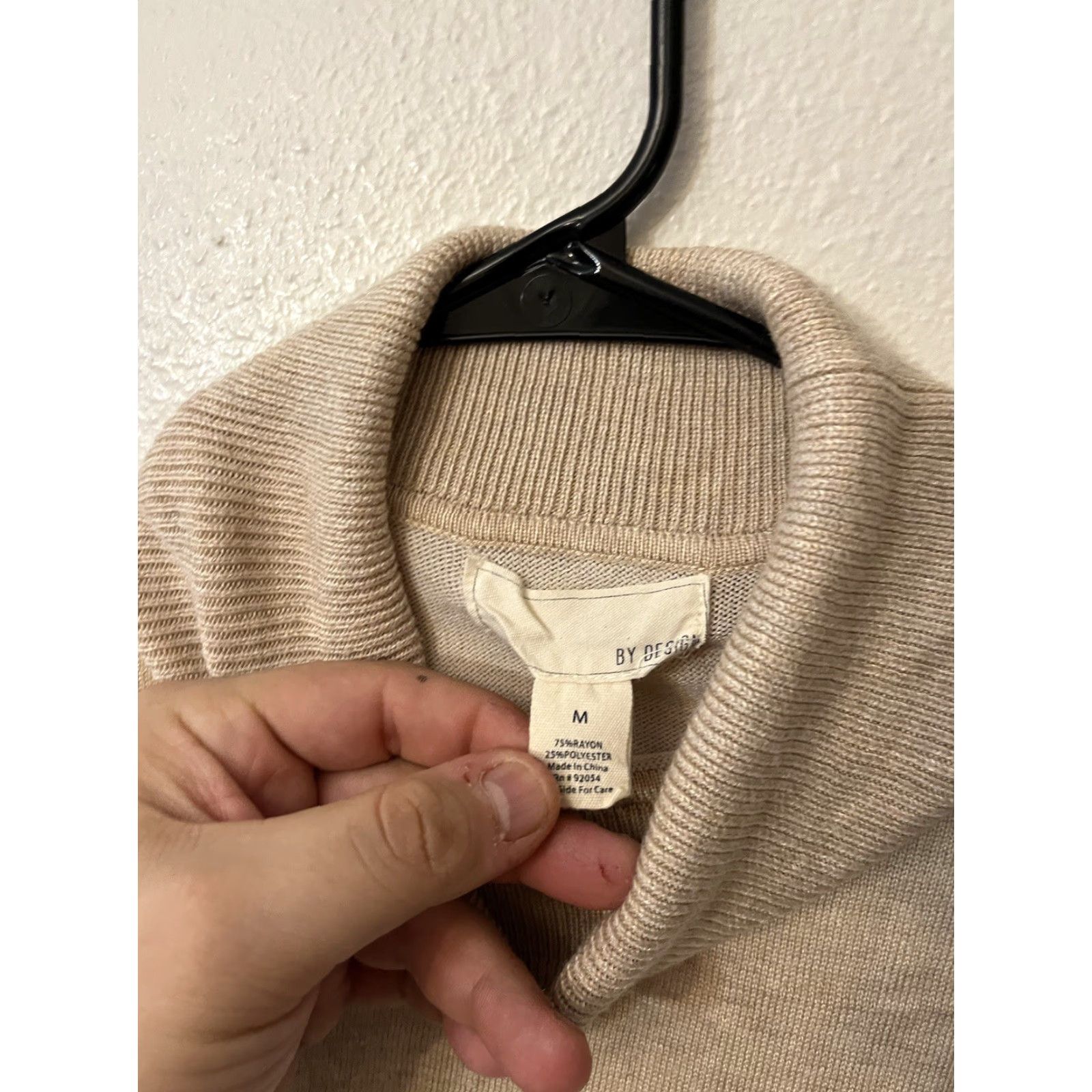 Vintage BY DESIGN Women's Beige Brown Solid Long Sleeve Turtleneck Sweater Size M - Designer Pullover Size M / US 6-8 / IT 42-44 - 2 Thumbnail