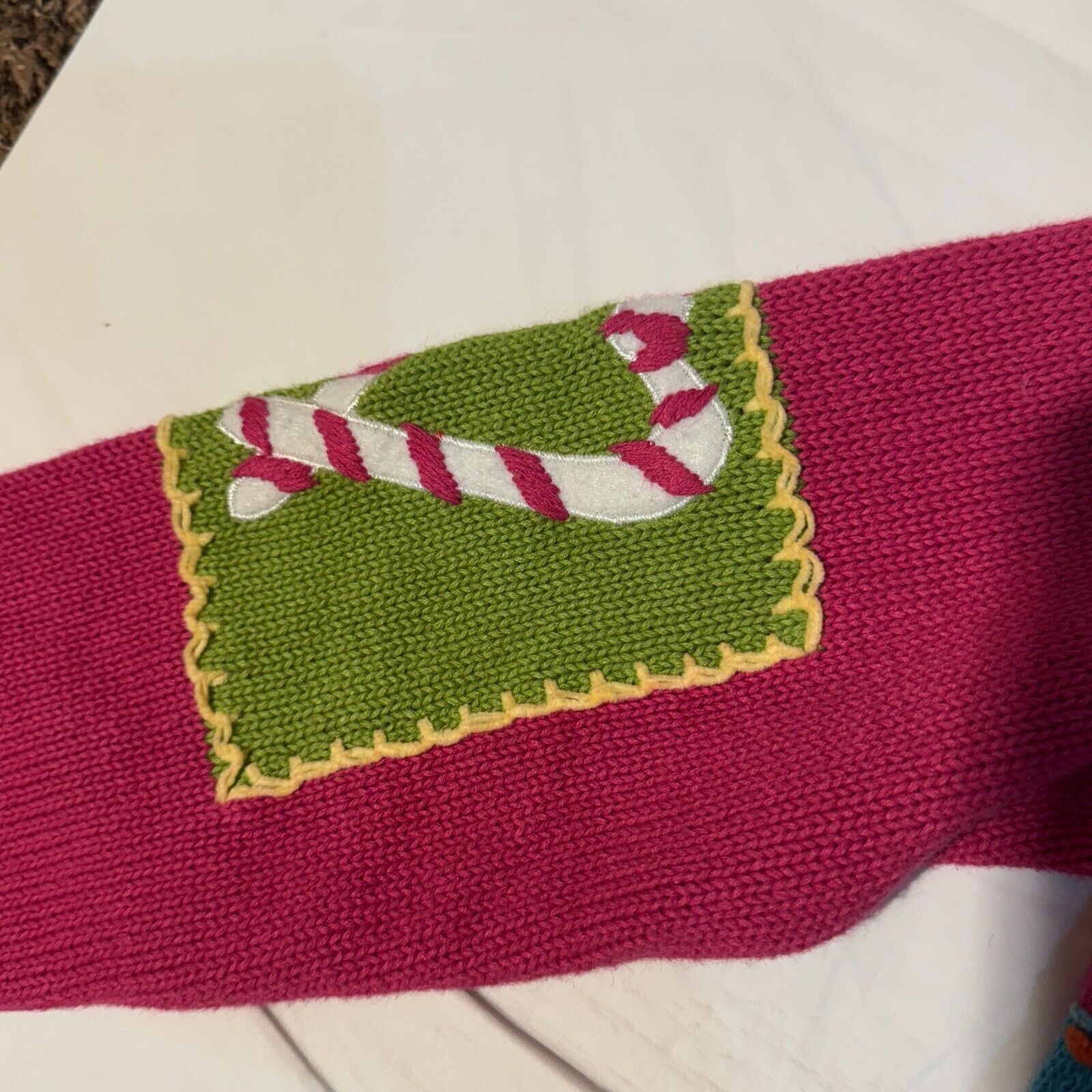 Vintage Vintage Belle Pointe Pink Christmas Sweater Patchwork Womens Size S / US 4 / IT 40 - 5 Thumbnail