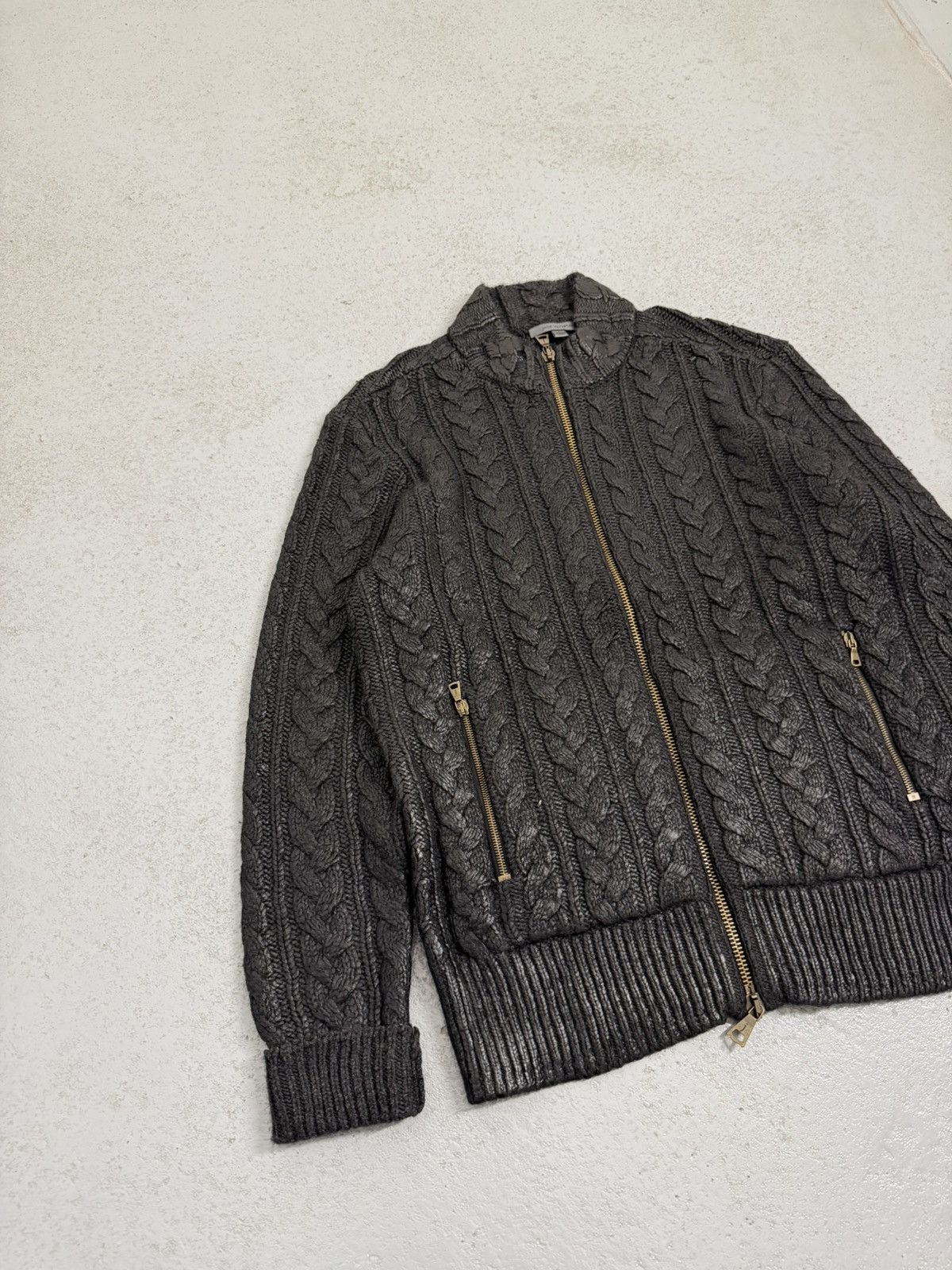 John Varvatos John Varvatos Fall 2015 Runway Foil Cable Knit Zip Sweater Size US L / EU 52-54 / 3 - 4 Thumbnail