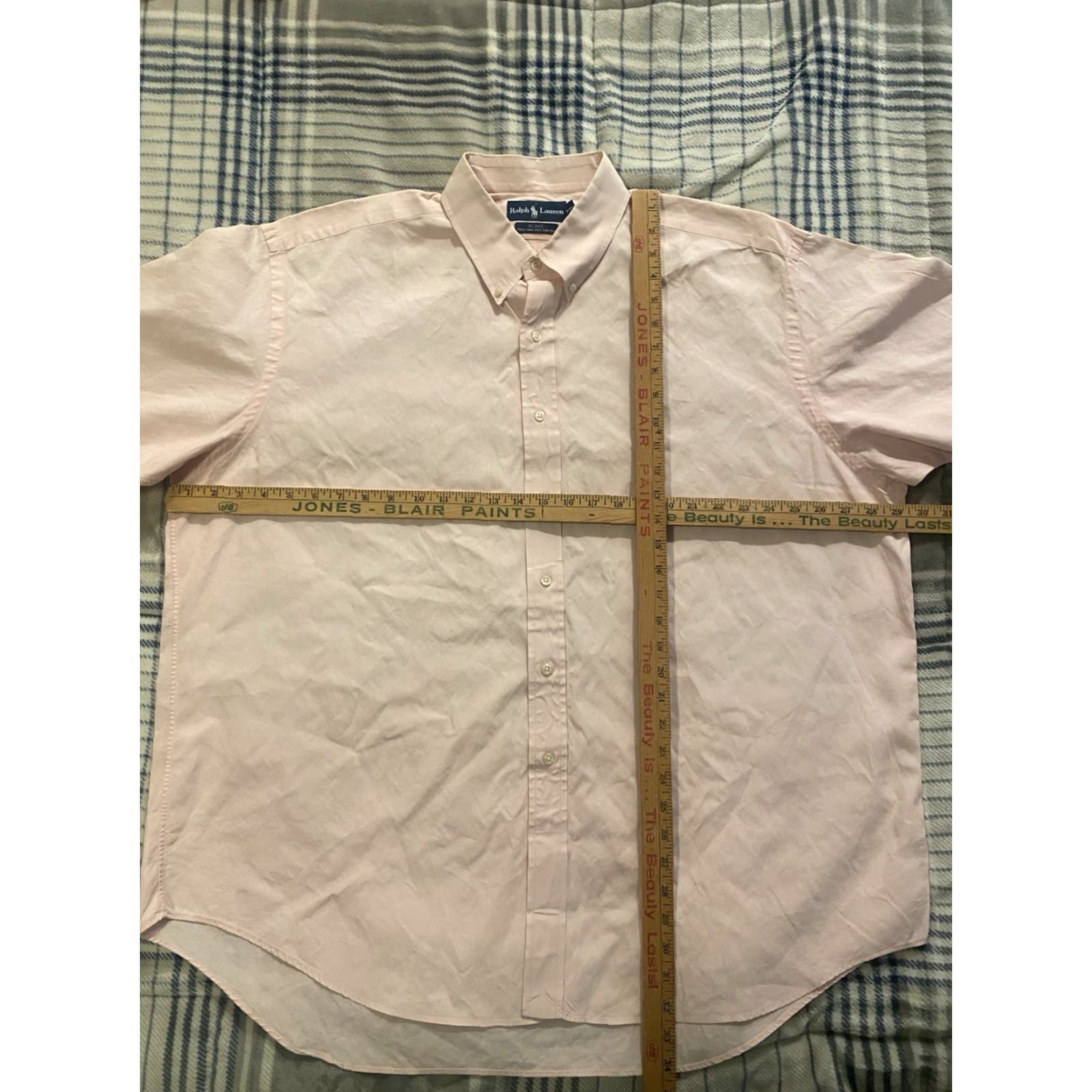 Ralph Lauren Ralph Lauren Button-Up Shirt 2XL Short Sleeve Cotton Pink/Light Pink Solid Classic Preppy Designer Men Mens Casual Business Travel Party/Cocktail Size US 39 - 6 Thumbnail