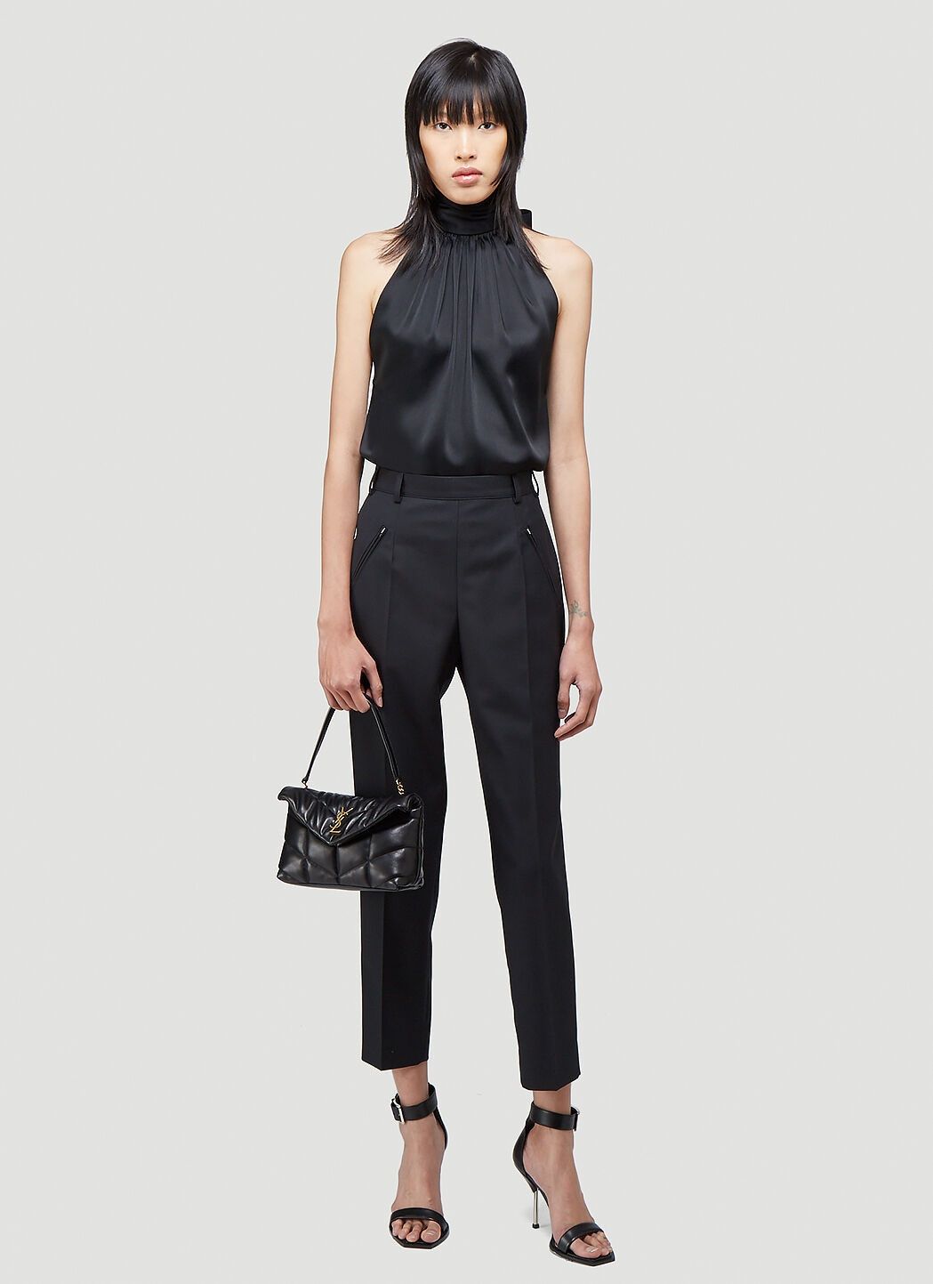 Saint Laurent Paris o1s1wg110125 652320 Lavallière-Neck Sleeveless Blouse Size S / US 4 / IT 40 - 2 Thumbnail