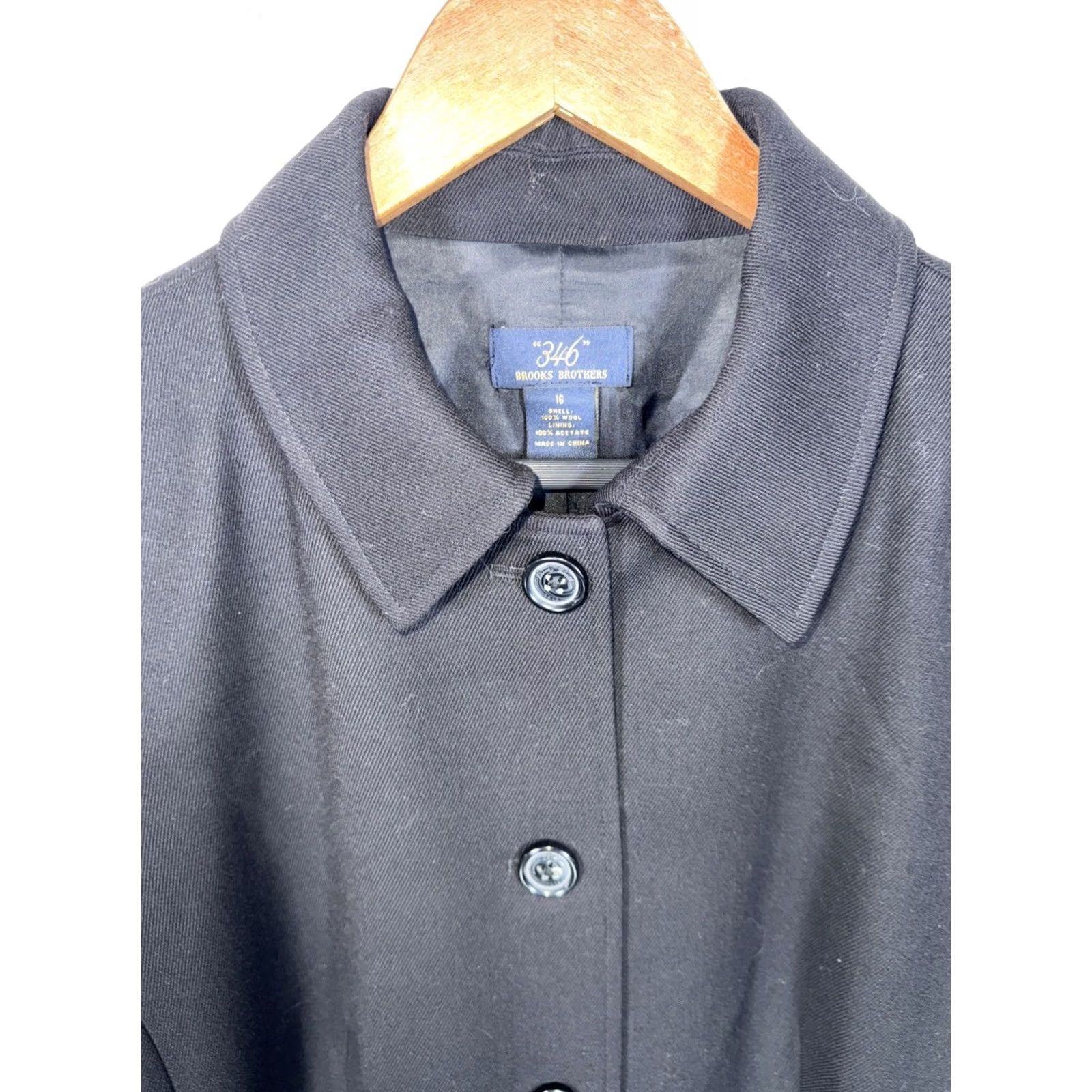 Brooks Brothers VINTAGE? Brooks Brothers 346 Wool Trench Coat Womens 16 Black Trench Coat Women 16 Wool Brooks Brothers Mens Womens Size XXL / US 16-18 / IT 52-54 - 2 Thumbnail