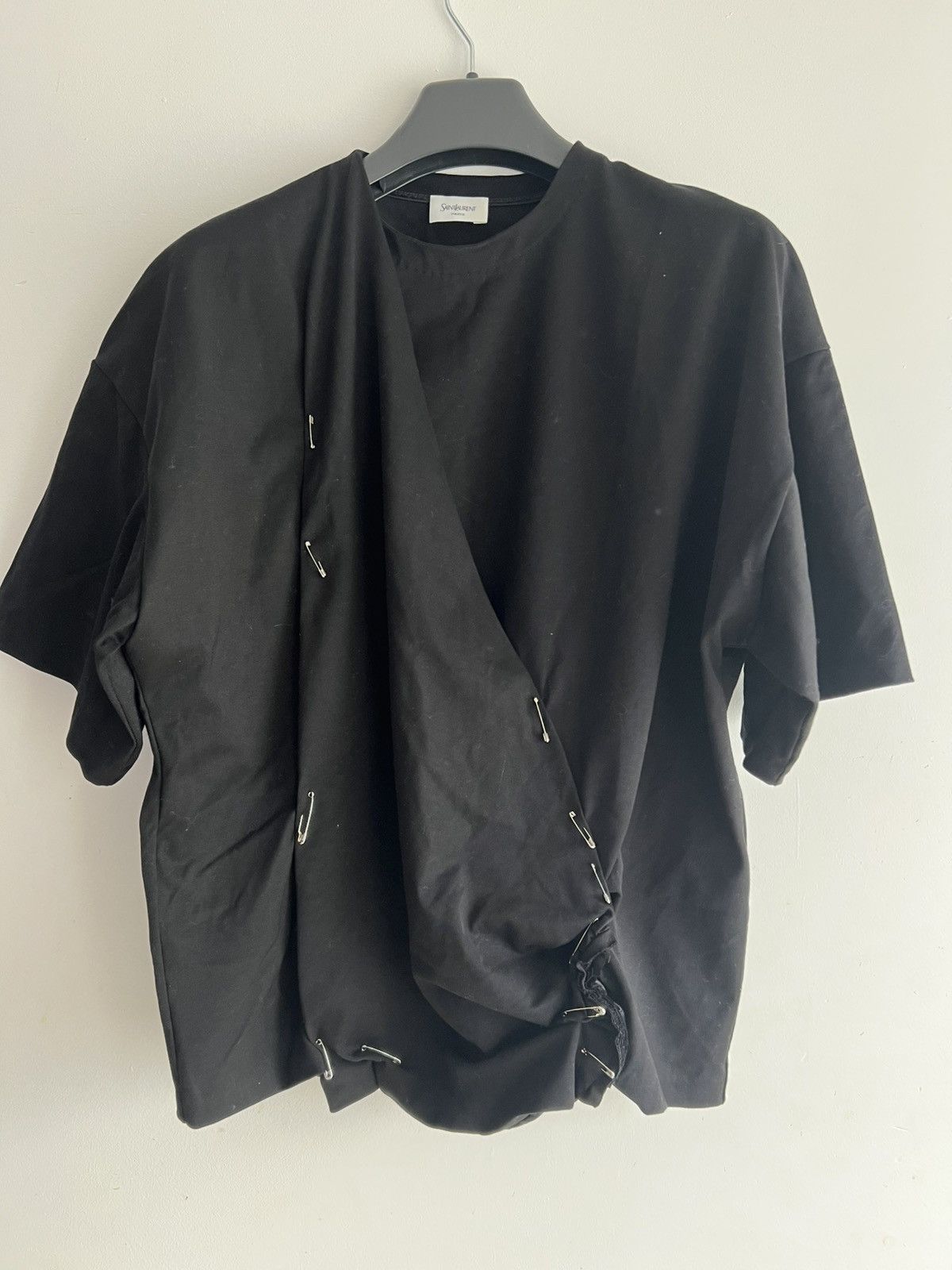 Yves Saint Laurent T-shirt drapé saint -laurent prototype cache-coeur noir Size S / US 4 / IT 40 - 5 Thumbnail