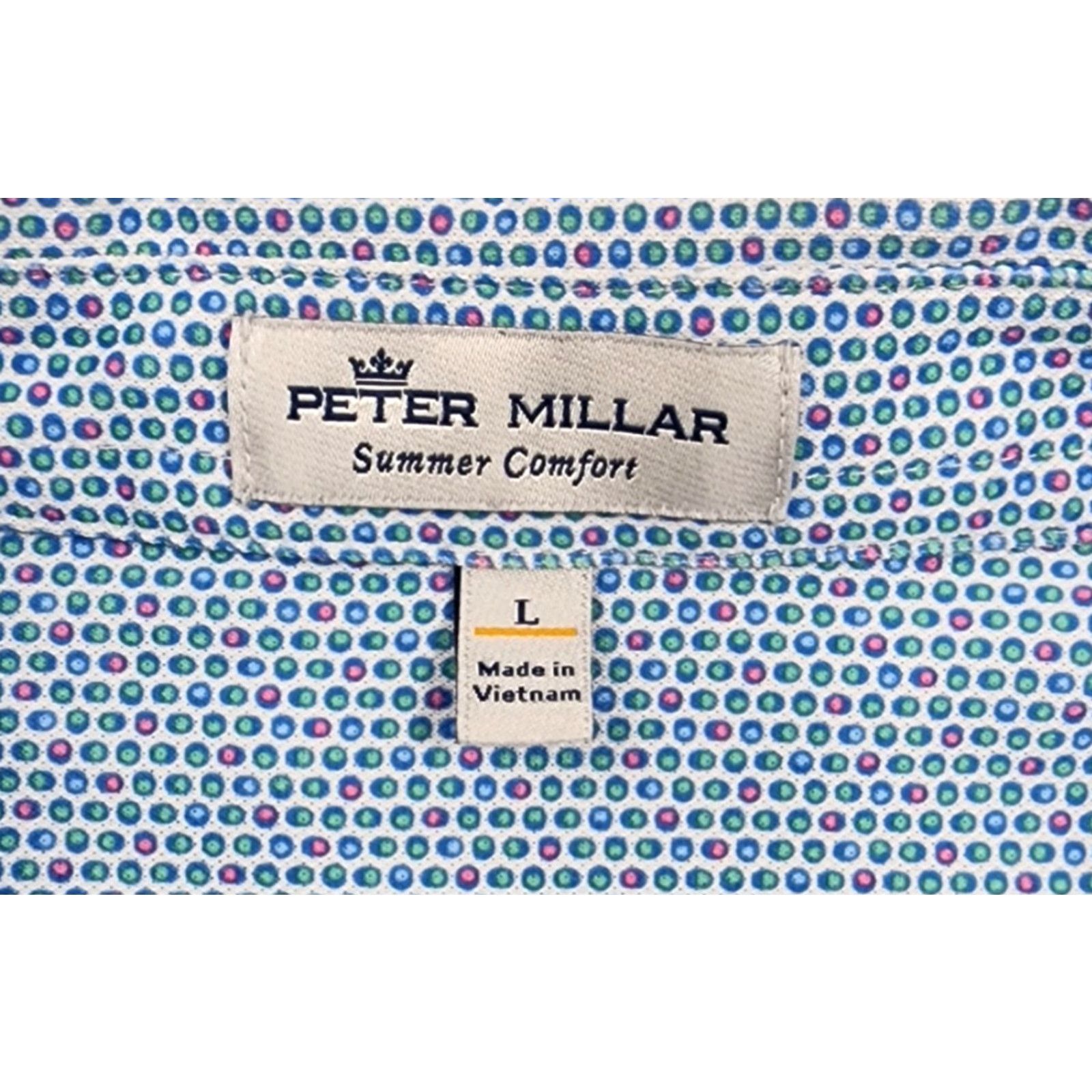 Peter Millar Peter Millar Polo Shirt Mens Large Summer Comfort Golf Logo Stretch Lightweight Blue Geometric 3-Button Classic Casual Sports Mens Size US L / EU 52-54 / 3 - 5 Thumbnail