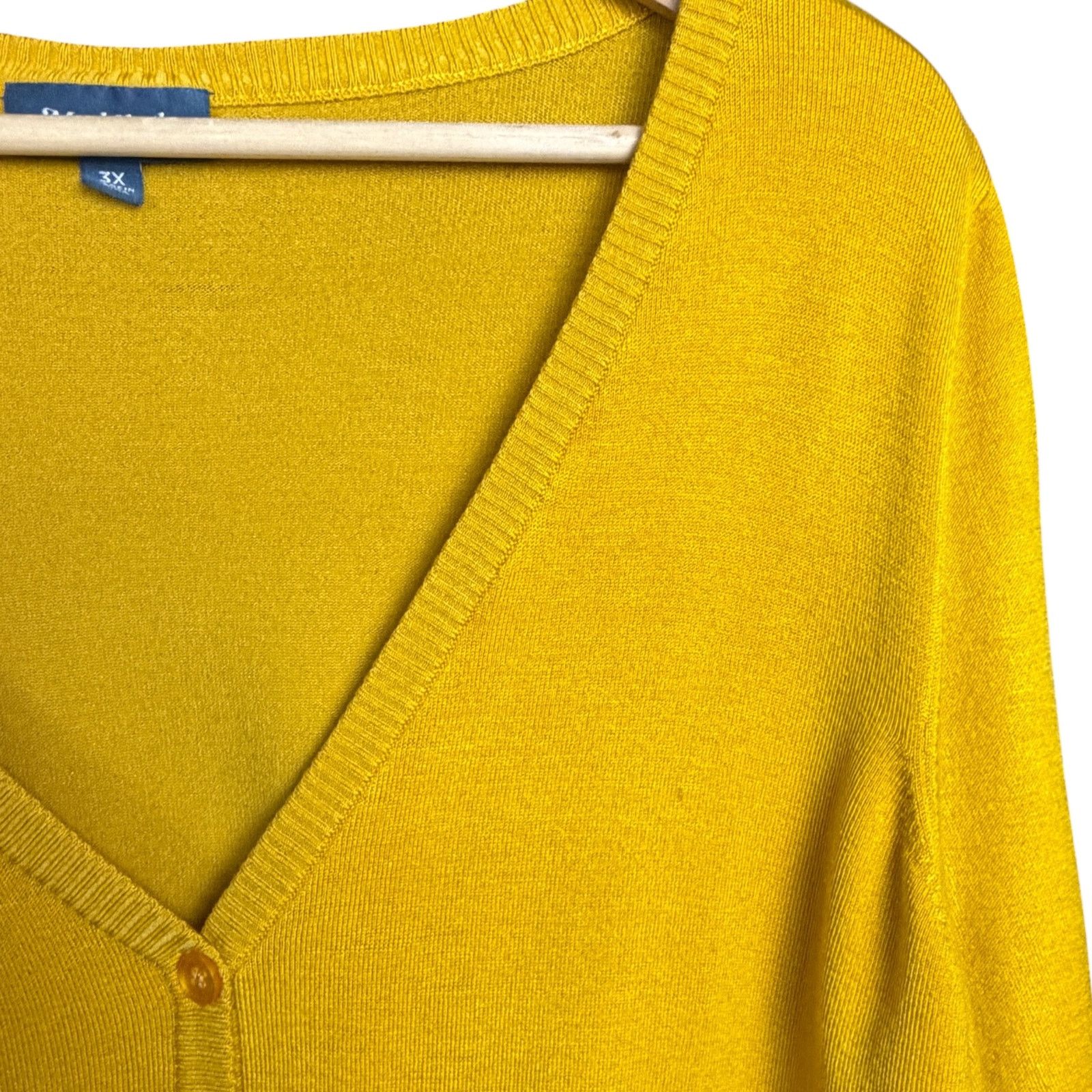 Other ModCloth Women's Plus 3X Golden Yellow V Neck Cardigan Size 3XL / US 20-22 - 4 Thumbnail