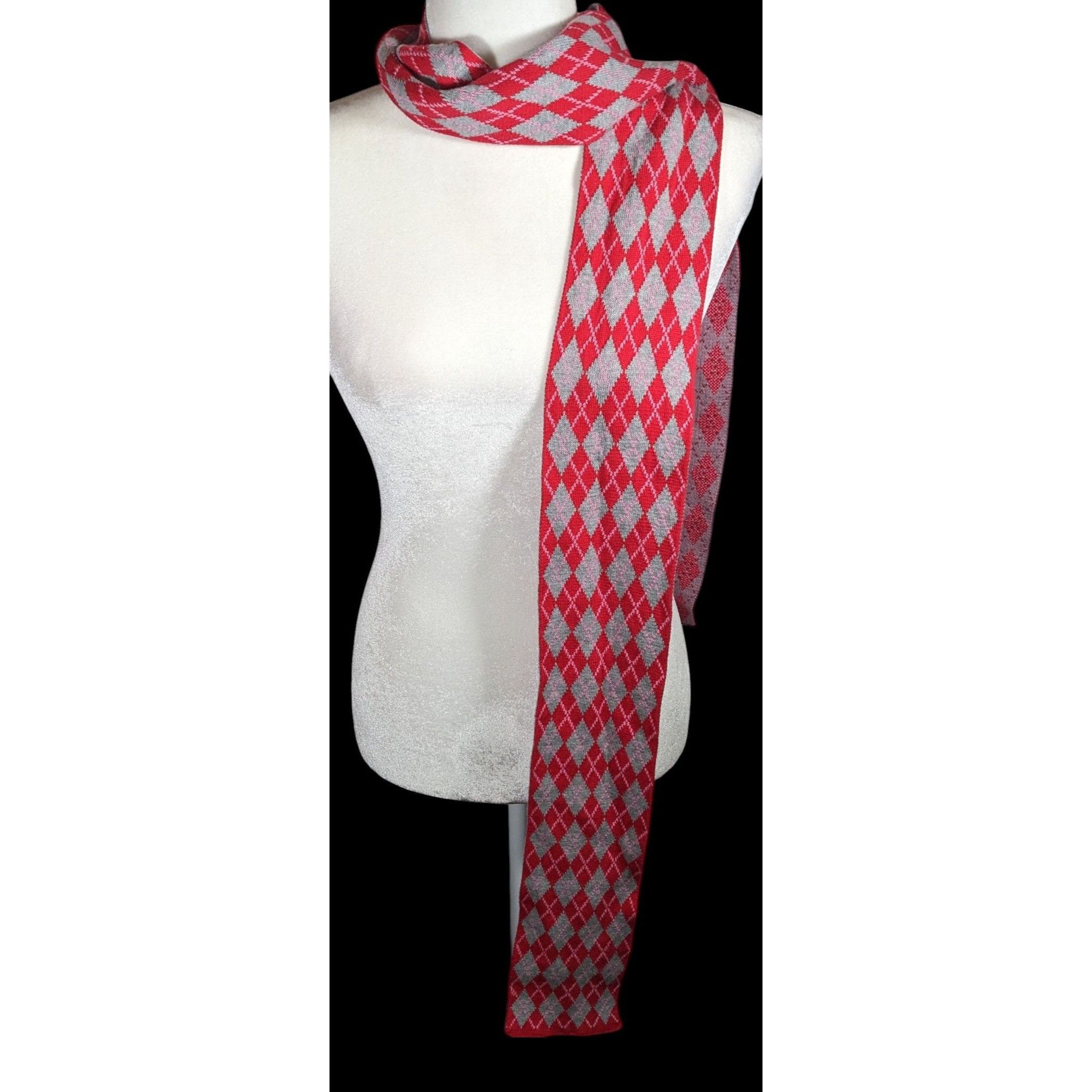 Other Avoca Nest Red And Grey Argyle Cotton Scarf Size ONE SIZE - 1 Thumbnail