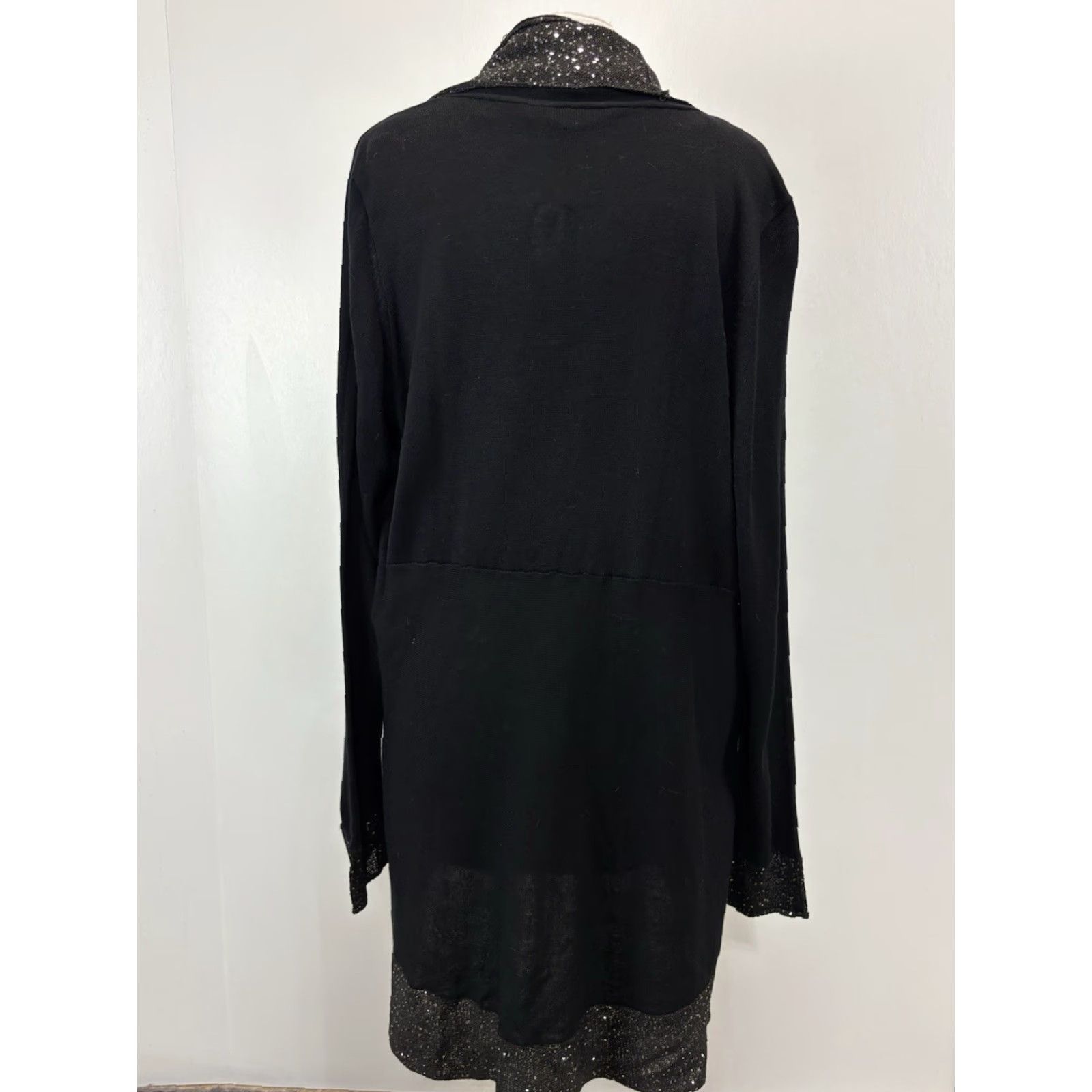 Soft Surroundings VINTAGE Soft Surroundings Knit Cardigan Sweater Women Large Black Silver Trim Long Sleeve Classic Trendy Size L / US 10 / IT 46 - 3 Thumbnail