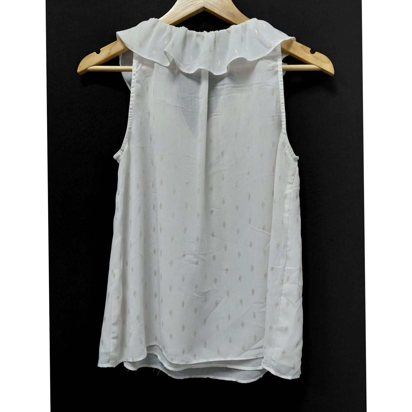 Juicy Couture Juicy Couture White Sleeveless Top Solid Polyester Women M V-Neck Tank Sleeve Casual Blouse Ruffle Collar Lightweight Breathable Spring Summer Size M / US 6-8 / IT 42-44 - 2 Thumbnail