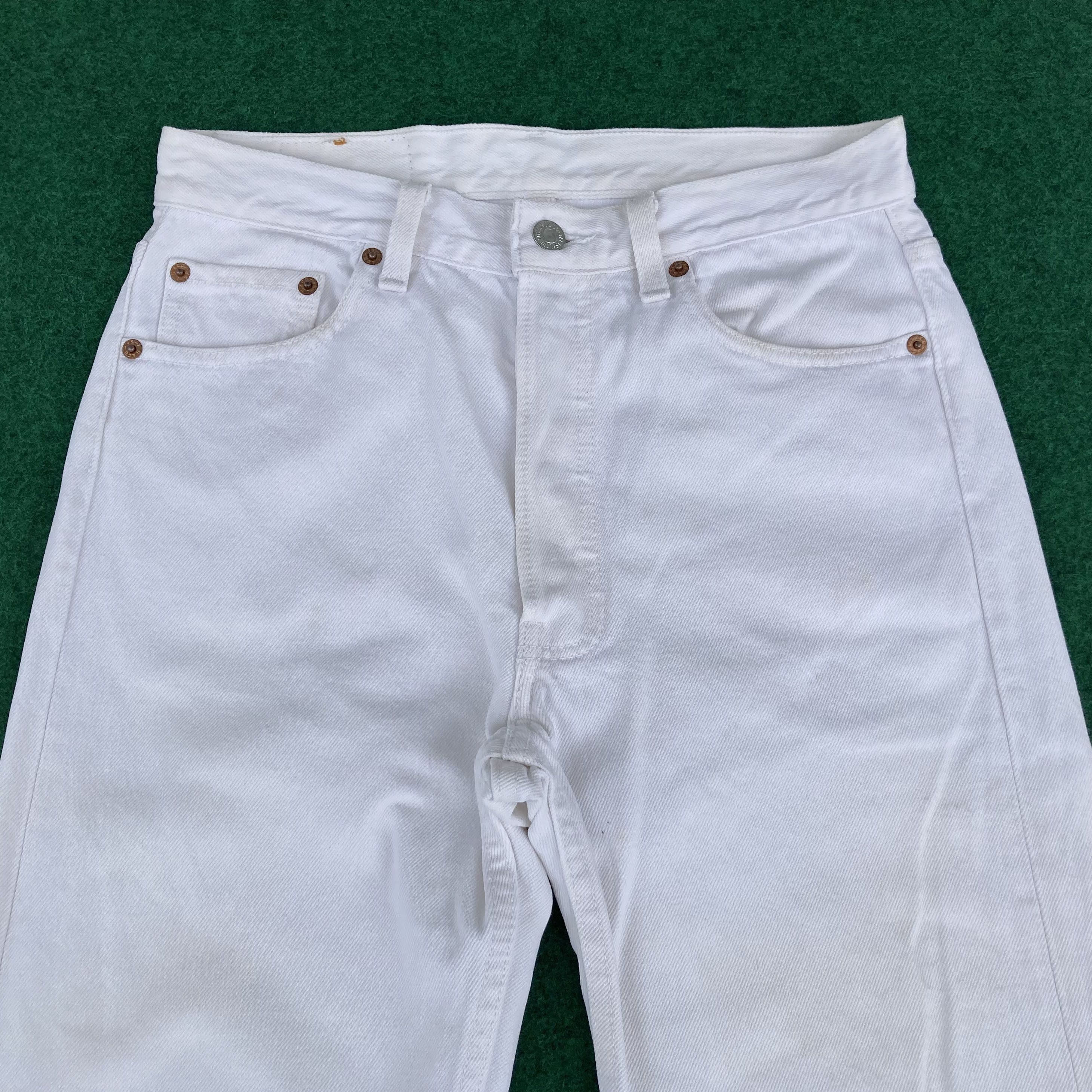 Levi's × Vintage Vtg Levis 501 Distressed Ripped Sz 29 White Grunge Jeans Size US 29 - 3 Thumbnail