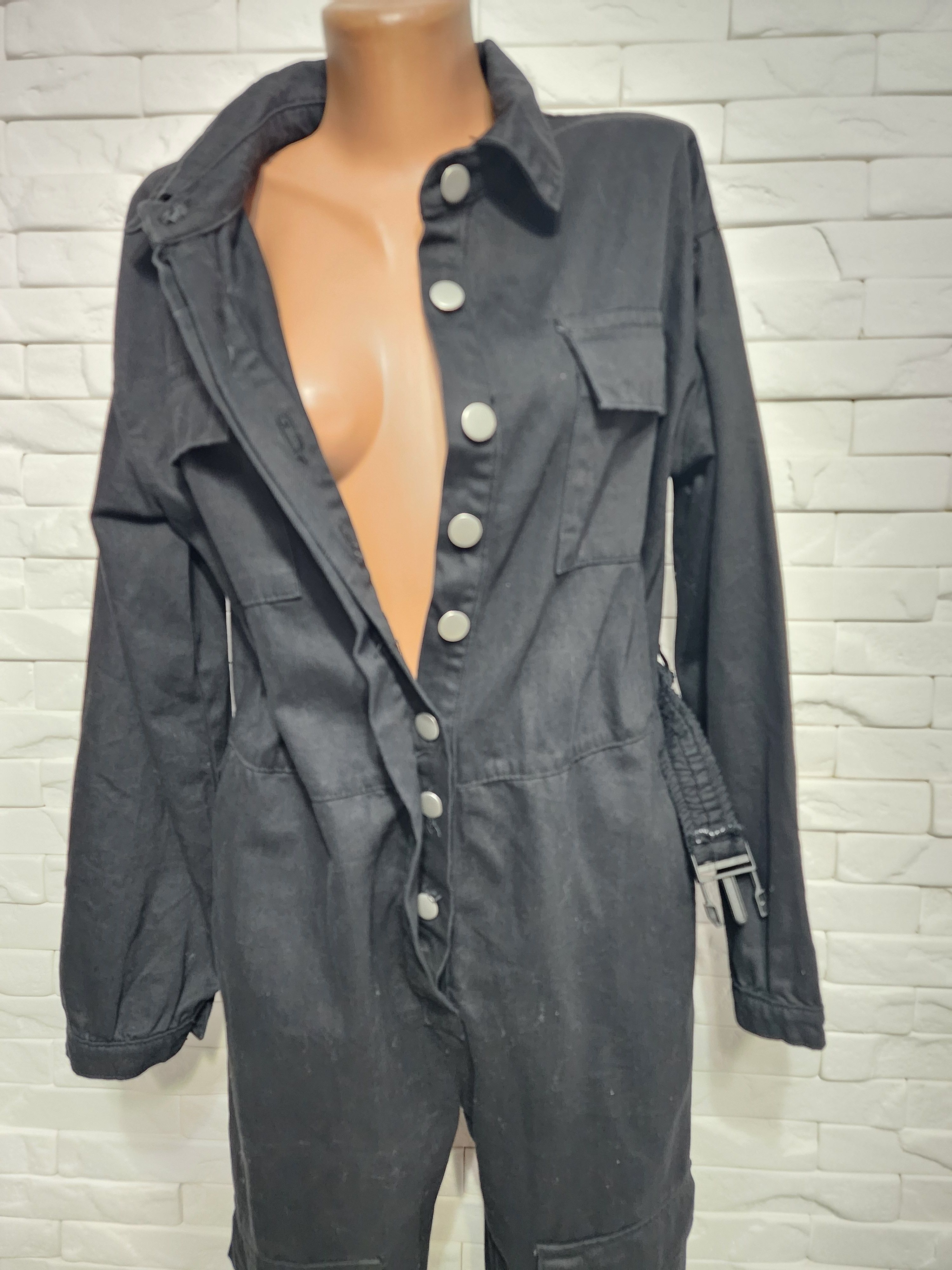 Denim & Co. Women's black jumpsuit made of reliable denim. Size 34" / US 12 / IT 48 - 4 Thumbnail
