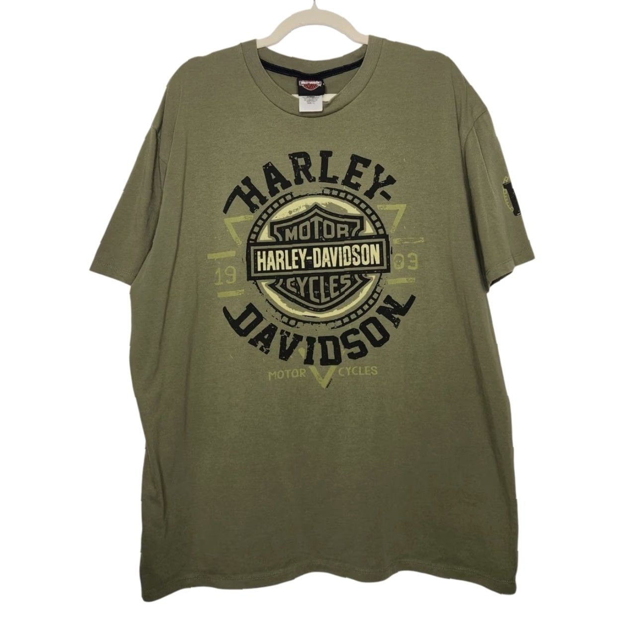 Harley Davidson VINTAGE Harley Davidson Shirt Unisex Adults XL Army Green Double Sided Biker Y2K Hawaii Size US XL / EU 56 / 4 - 2 Thumbnail