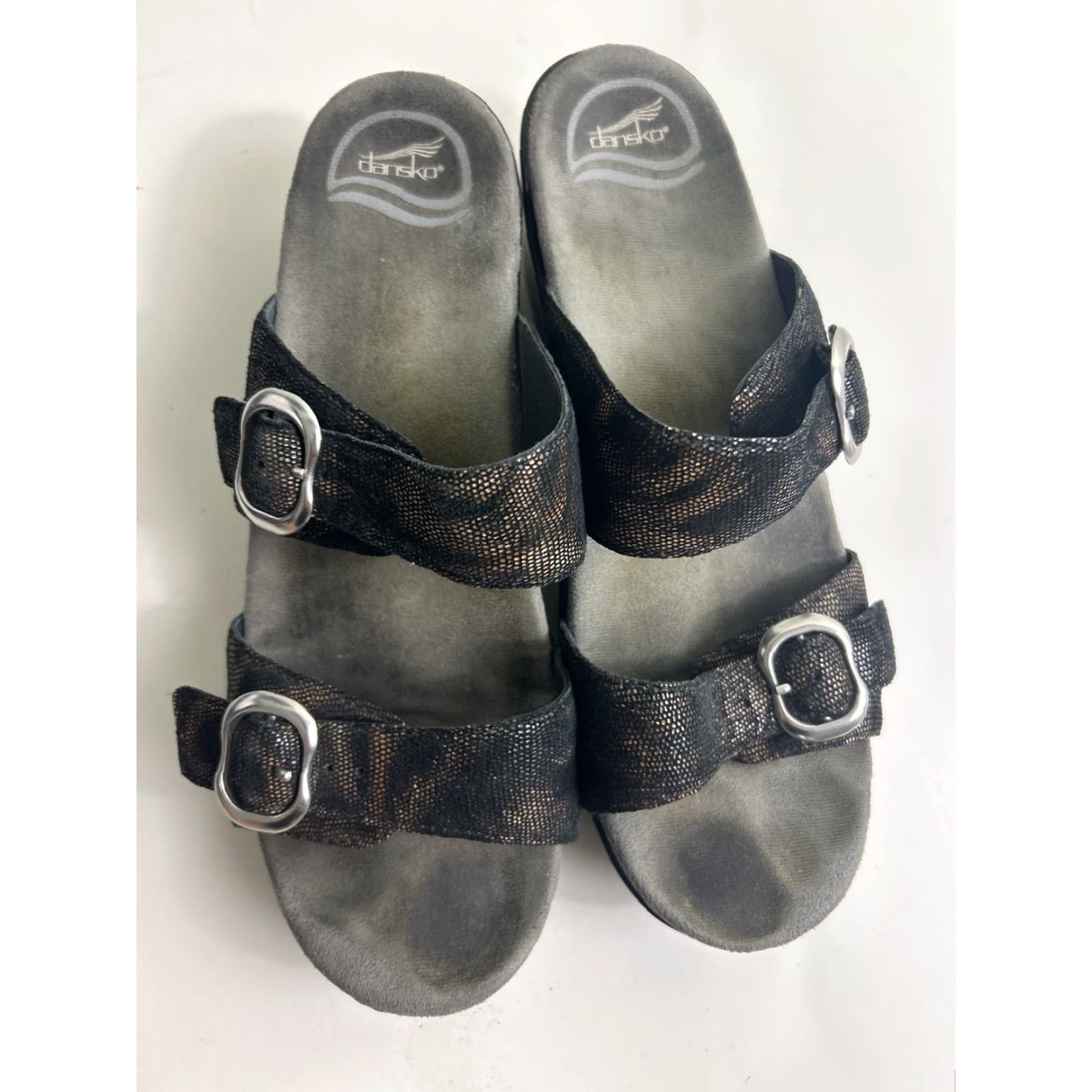 Dansko Dansko Sophie Slide Sandals Black/Brown Animal Print - Size 40 US 9.5 Womens Sandal Size US 10 / IT 40 - 7 Thumbnail