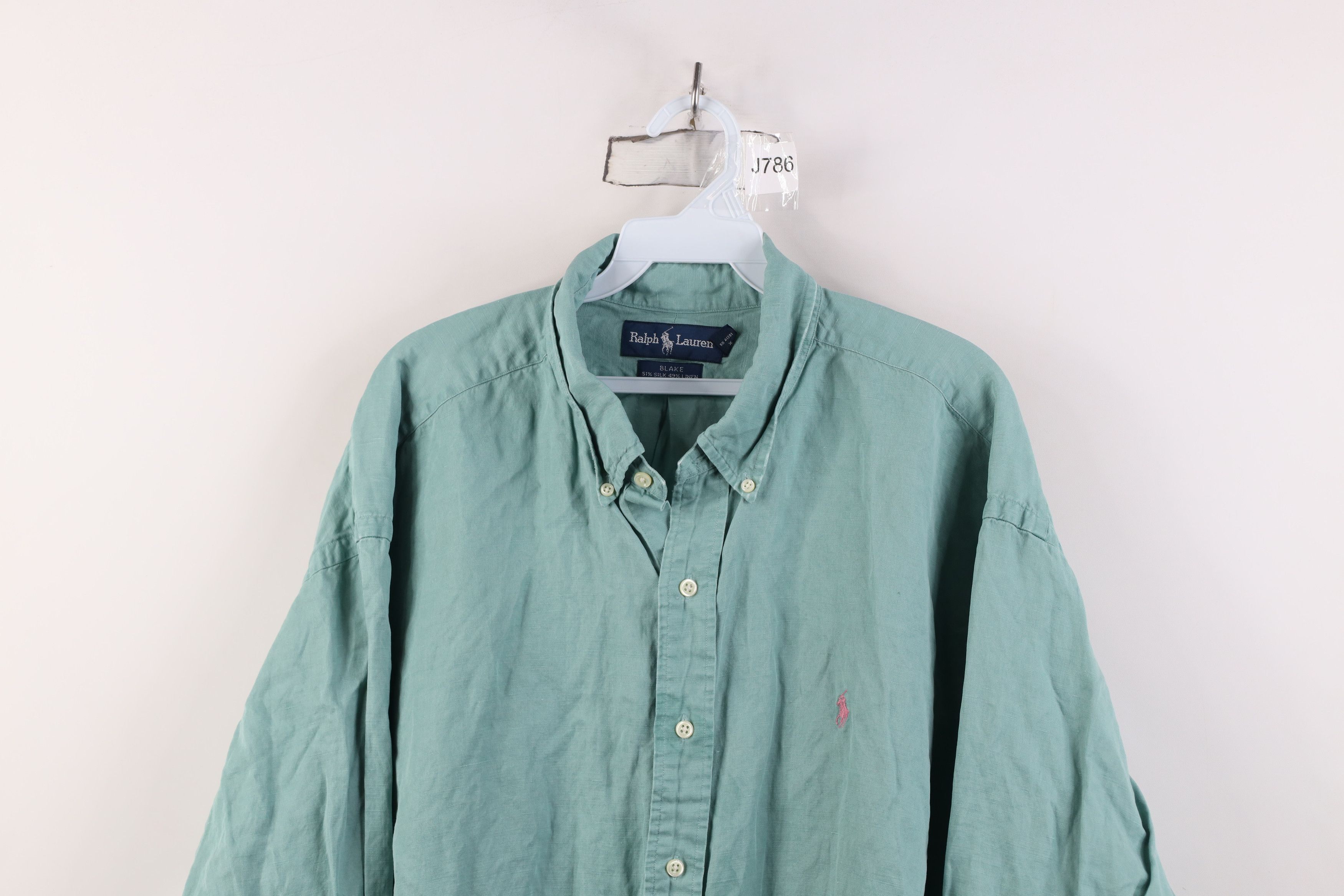 Vintage 90s Ralph Lauren Linen Collared Button Down Shirt