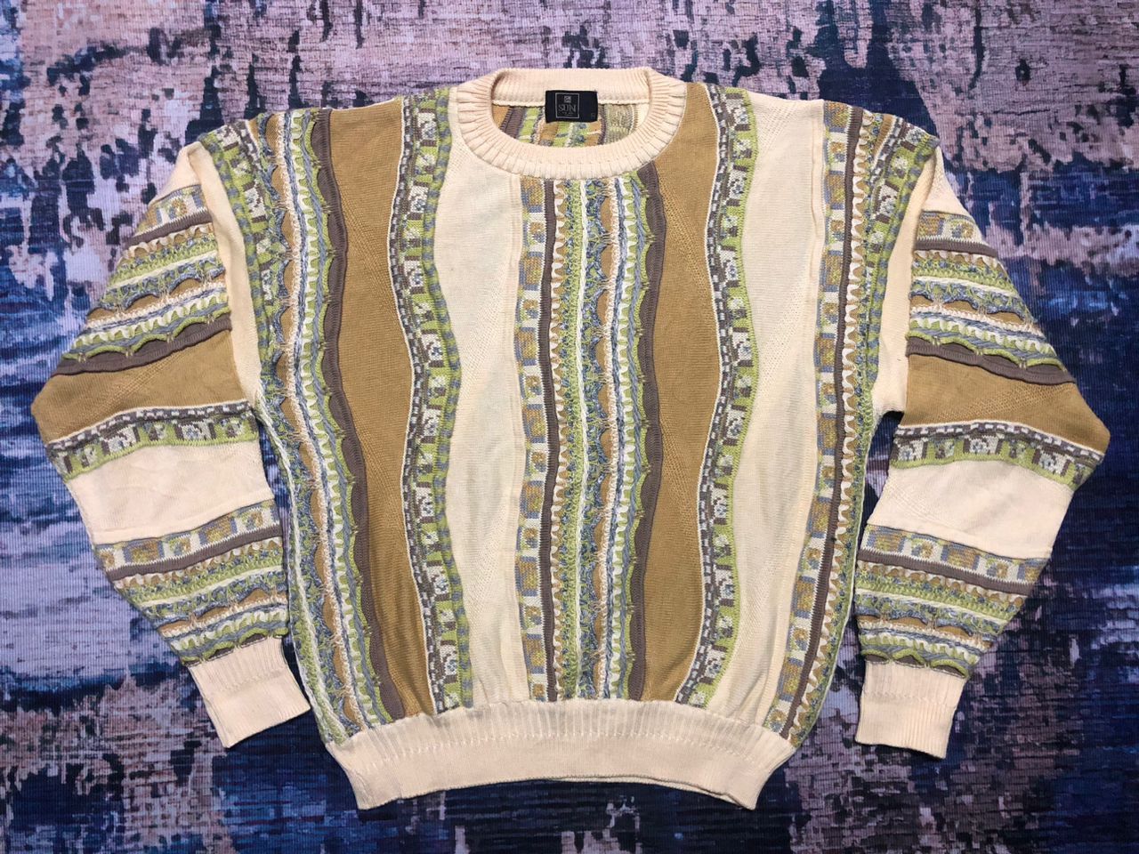 Japanese Brand Sun Men 3D Knitted Sweatshirt Inspired Coogi Design Size US M / EU 48-50 / 2 - 1 Thumbnail