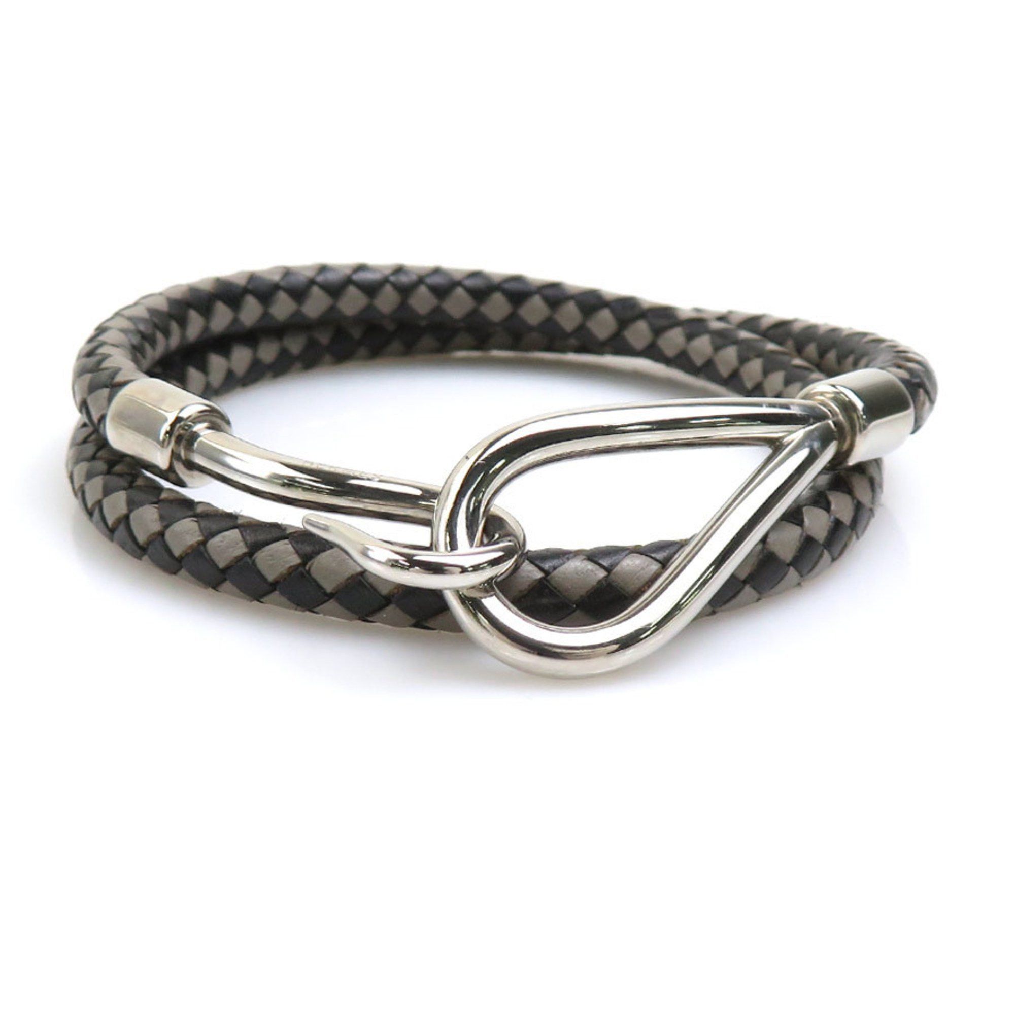 Hermes Hermes Hermès Jumbo Leather Choker Necklace in Black, Gray, and Silver for Women (e60848g) Size ONE SIZE - 1 Thumbnail
