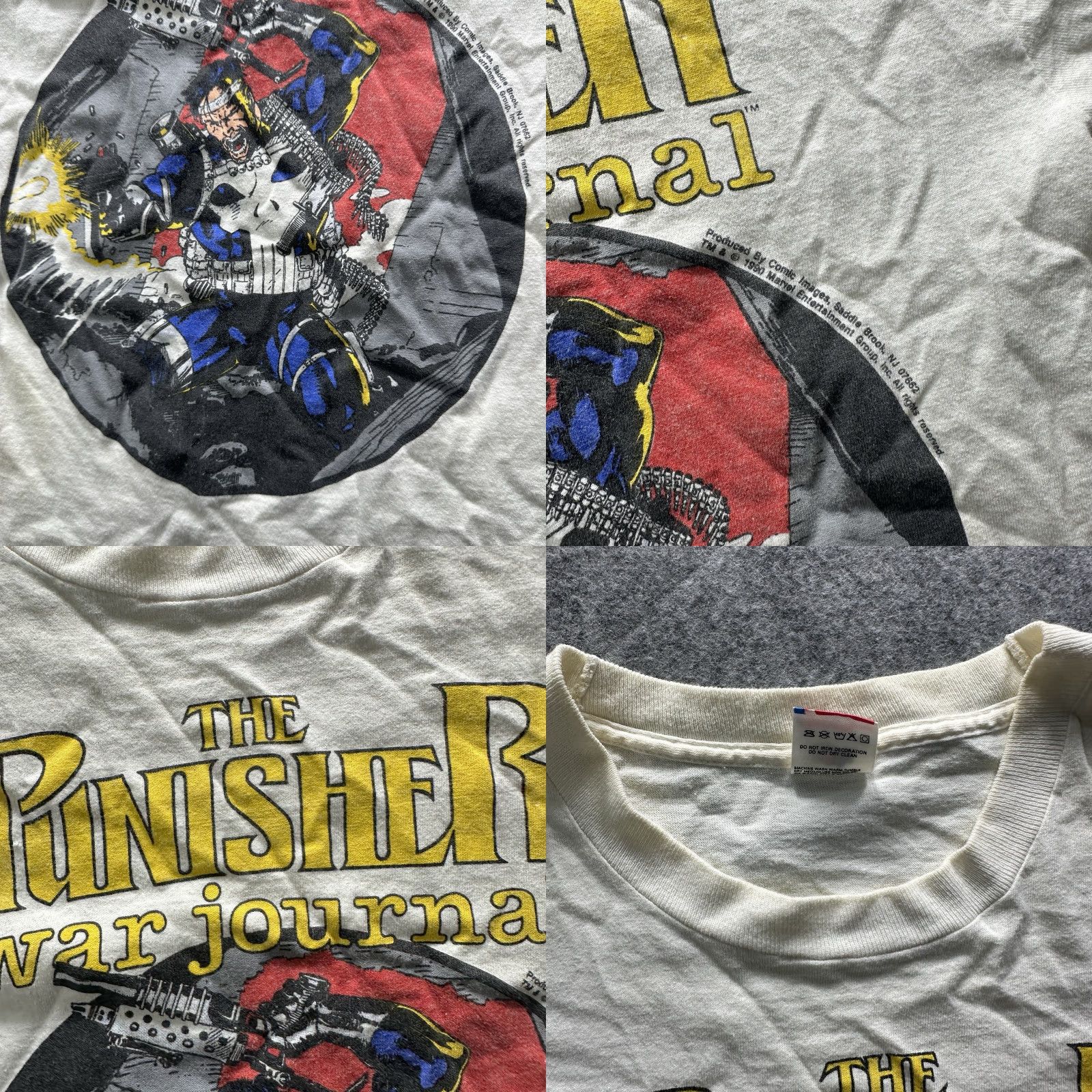 Lee VINTAGE The Punisher Shirt Mens Large White 1990 Comics Jersey Cotton T-Shirt Caped War Journal Punk? Size US L / EU 52-54 / 3 - 9 Thumbnail