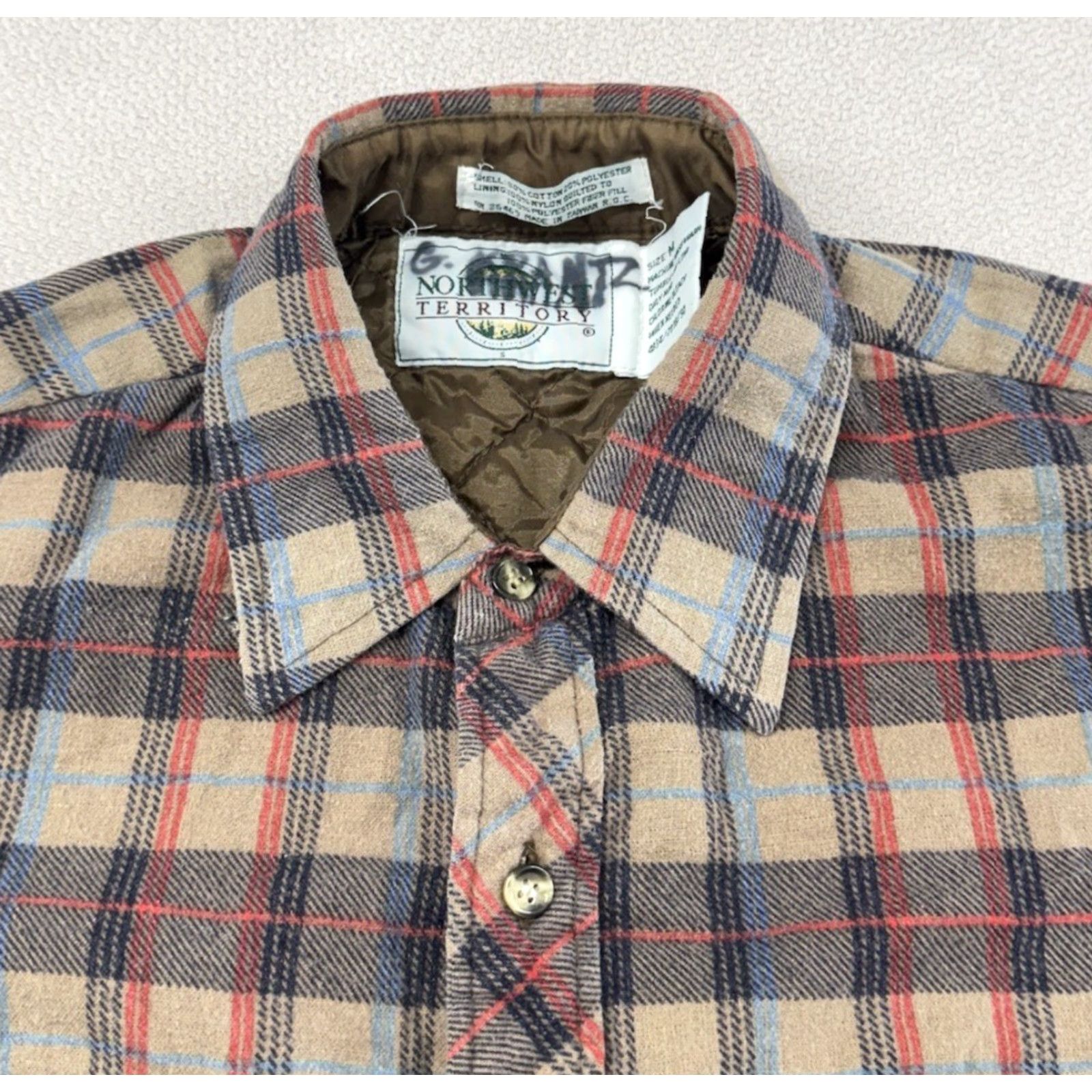 Vintage VTG Northwest Territory Shacket Mens Medium Brown Plaid Flannel Quilted Lined Jacket Size US M / EU 48-50 / 2 - 7 Thumbnail