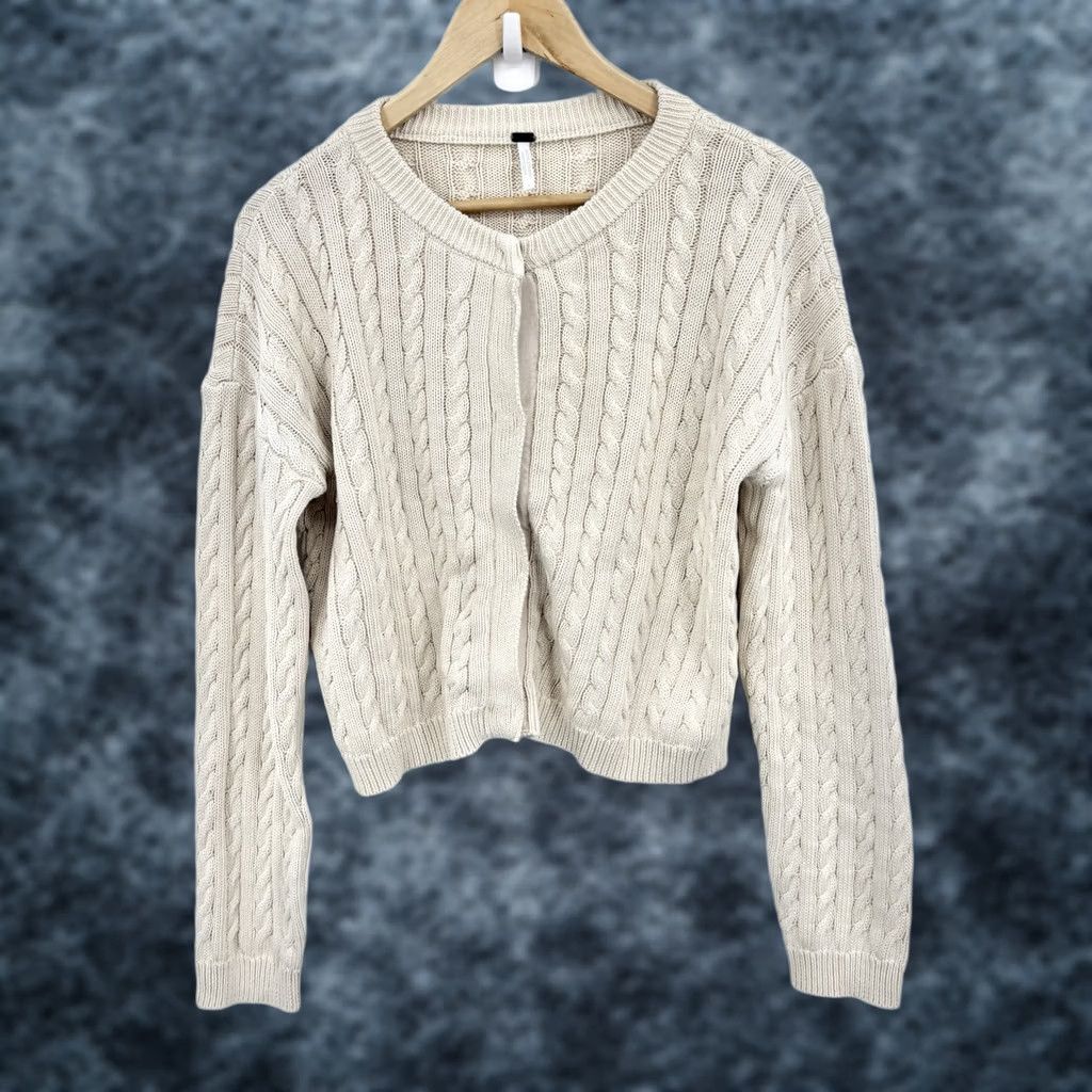 Young Fabulous & Broke Young Fabulous Broke Cable Knit Sweater Small Ivory Women Pullover V-Neck 100% Cotton Pockets Preppy Parisian Vintage No Size S / US 4 / IT 40 - 1 Thumbnail