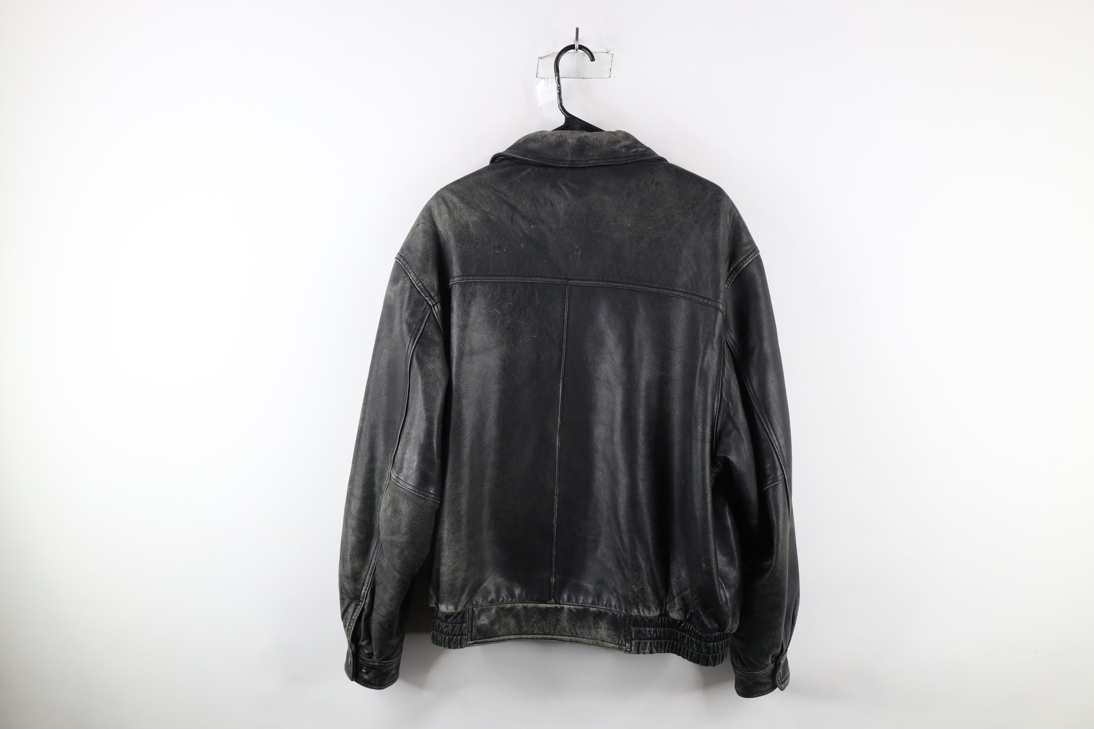 Vintage Vintage 90s Streetwear Leather Flight Bomber Jacket Black Size ONE SIZE - 12 Thumbnail