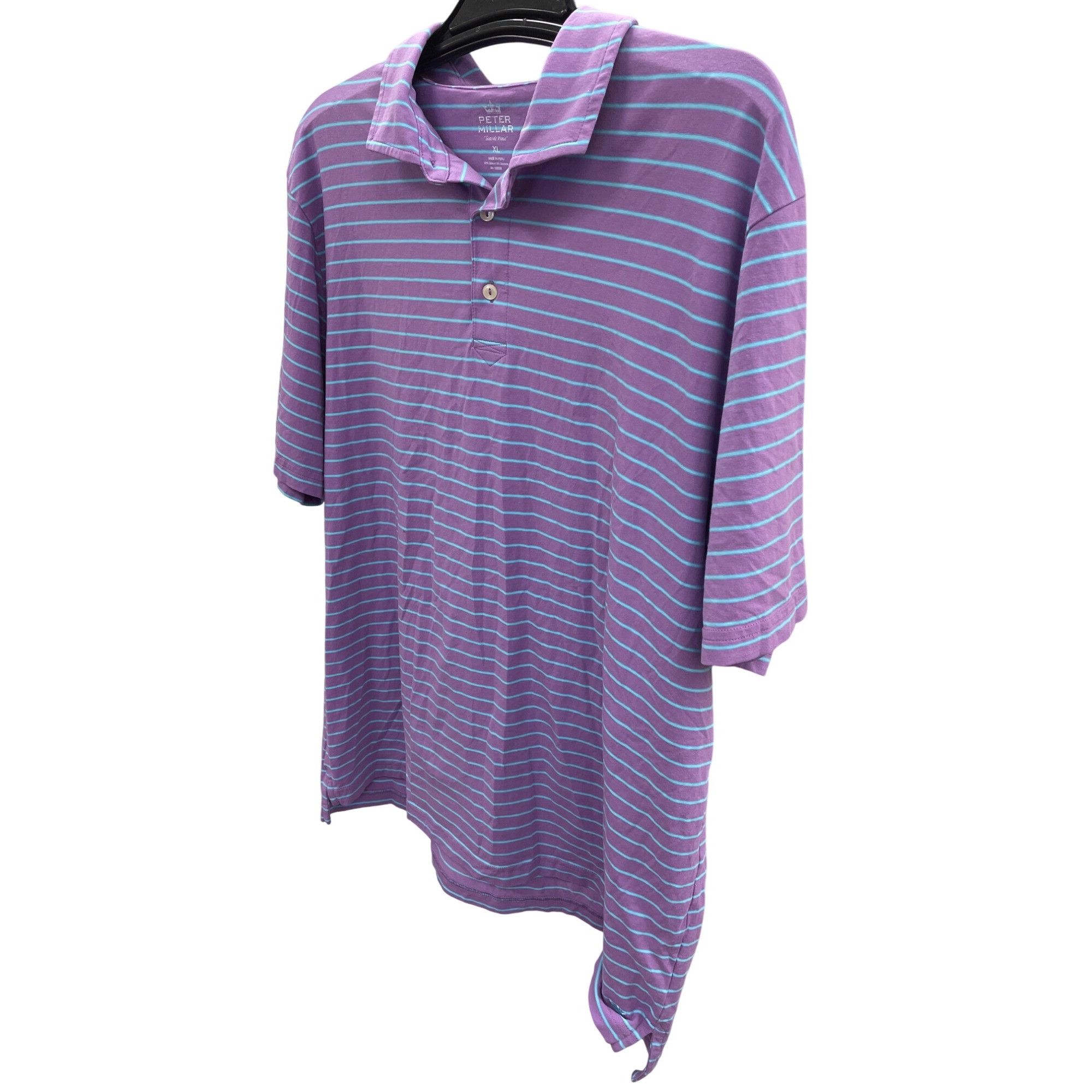 Peter Millar Peter Millar Mens Purple Green Striped Polo Golf Shirt XL SK Size US XL / EU 56 / 4 - 9 Thumbnail