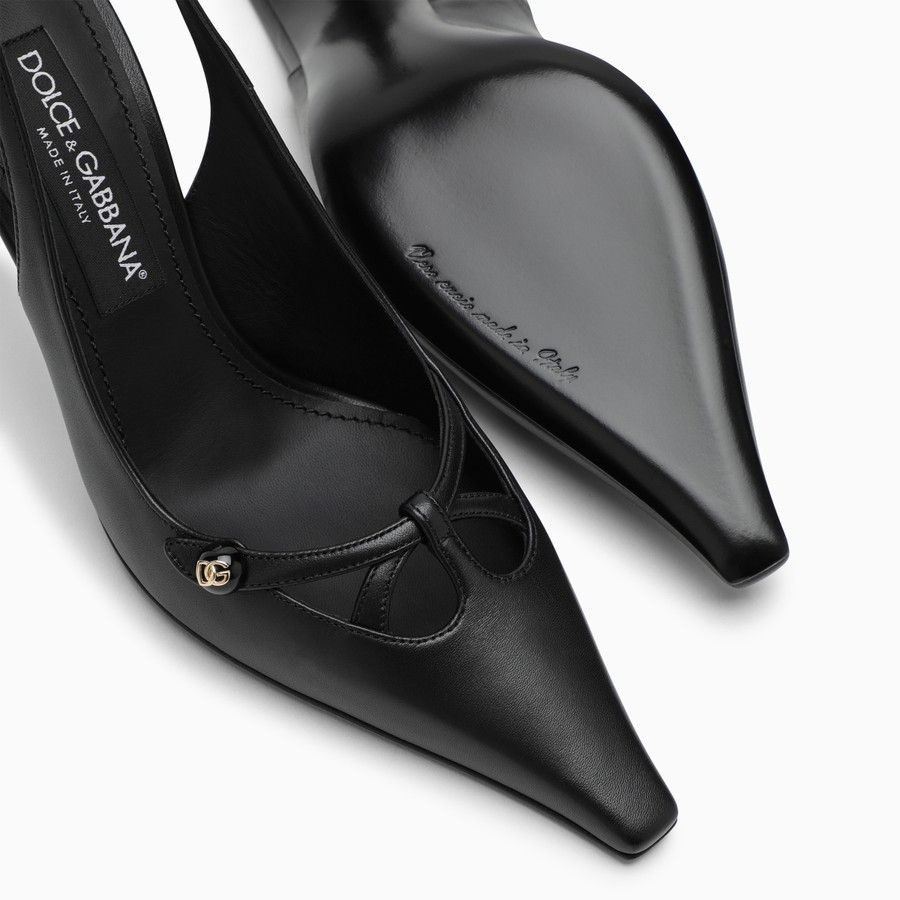 Dolce & Gabbana o1d2blof0824 Leather Slingback Decollete in Black Size US 8 / IT 38 - 5 Thumbnail