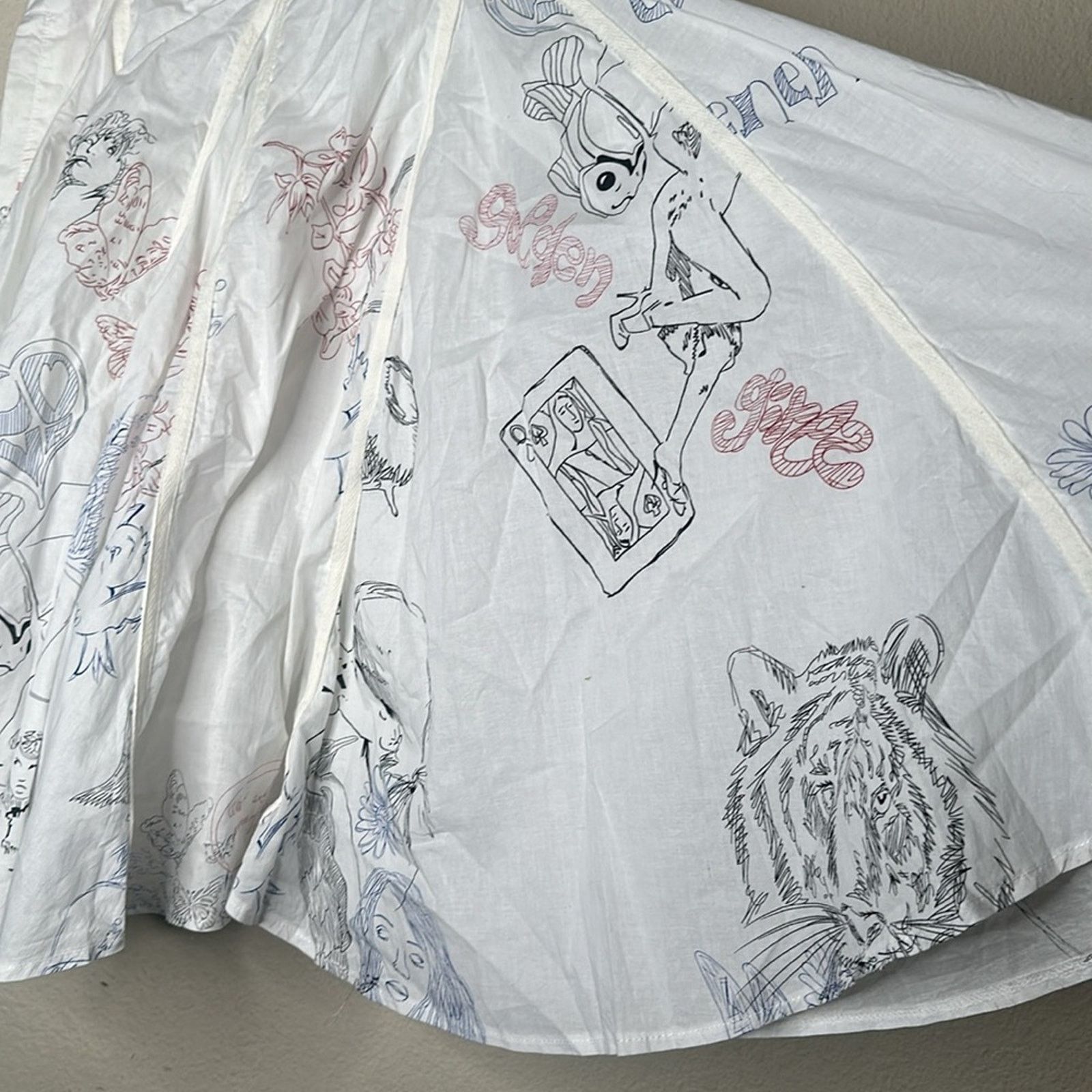 VTG 80s High Waist Midi Skirt Pop Art New Wave Puff OOAK MED